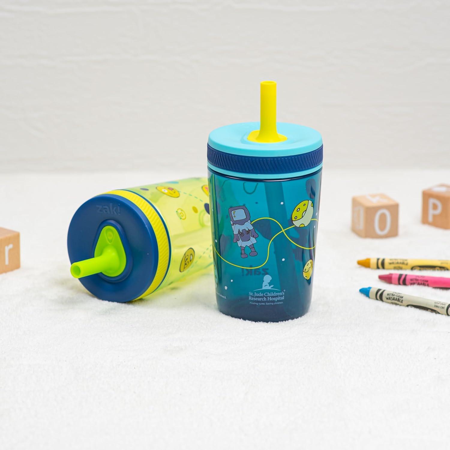 imageZak Designs 15oz Bluey Kelso Tumbler Set LeakProof ScrewOn Lid with Straw Made of Durable Plastic and Silicone Perfect Bundle for Kids 2 Count Pack of 1St Jude Space and Smiles
