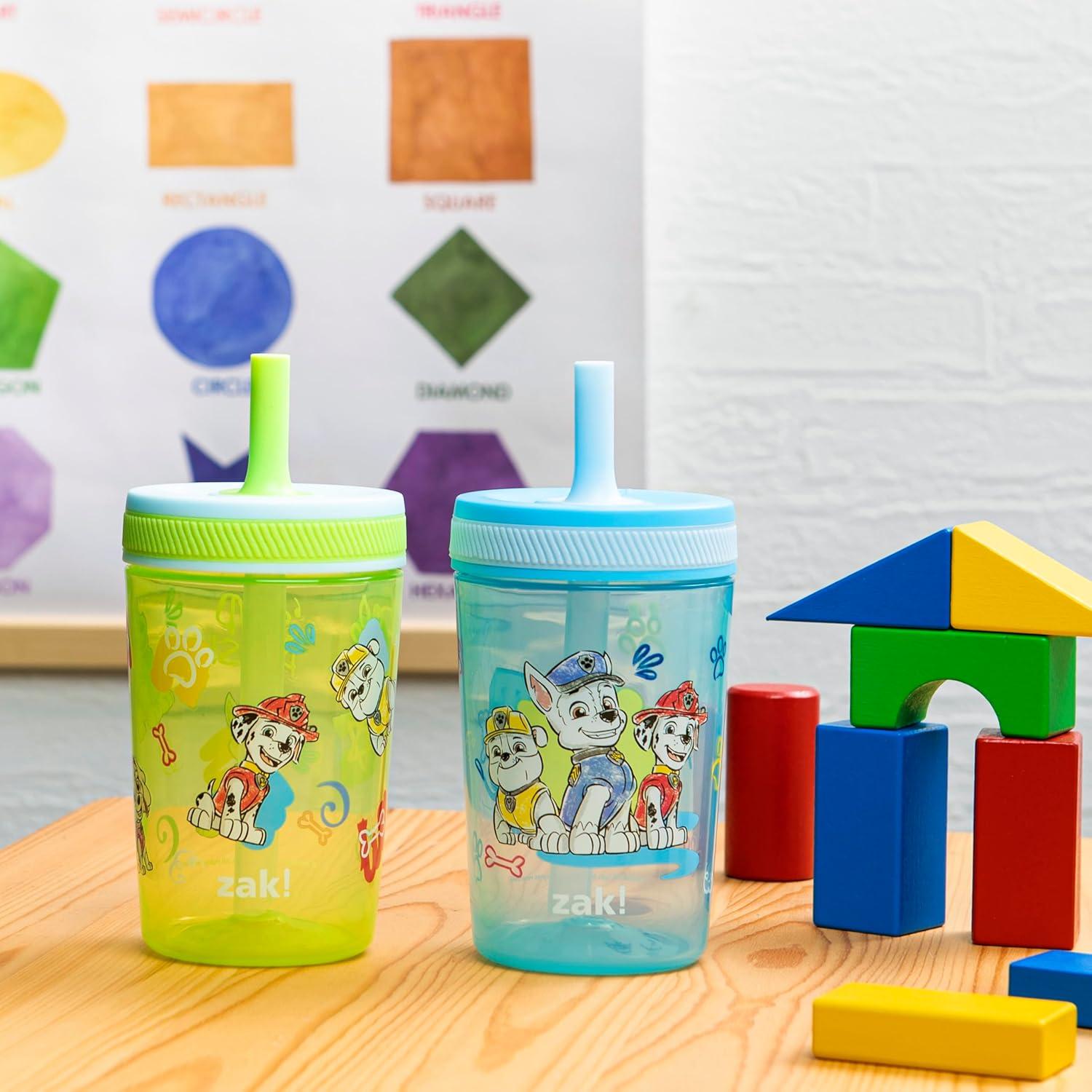 imageZak Designs 15oz Bluey Kelso Tumbler Set LeakProof ScrewOn Lid with Straw Made of Durable Plastic and Silicone Perfect Bundle for Kids 2 Count Pack of 1Paw Patrol