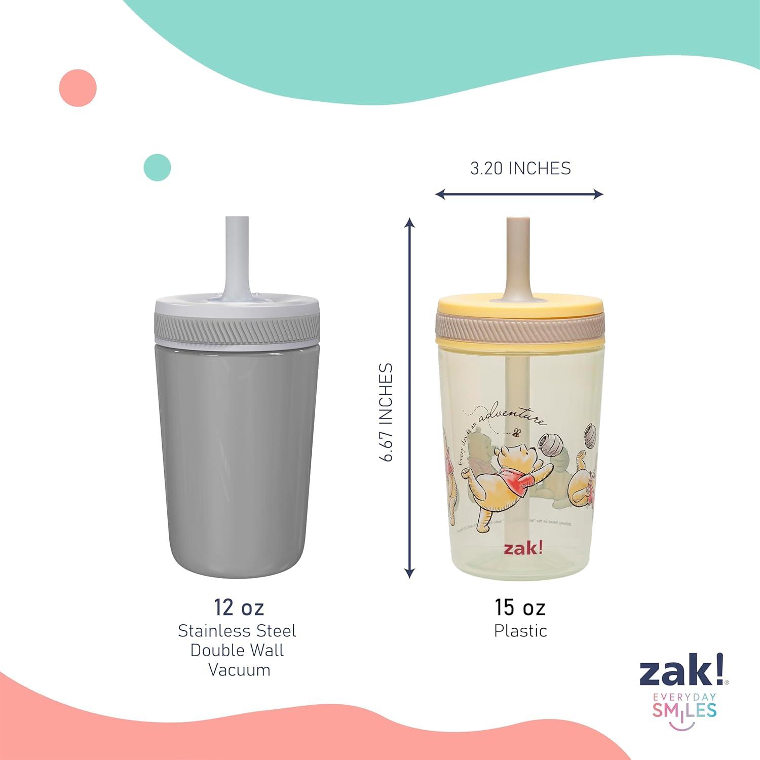 imageZak Designs 15oz Bluey Kelso Tumbler Set LeakProof ScrewOn Lid with Straw Made of Durable Plastic and Silicone Perfect Bundle for Kids 2 Count Pack of 1Disney Winnie the Pooh