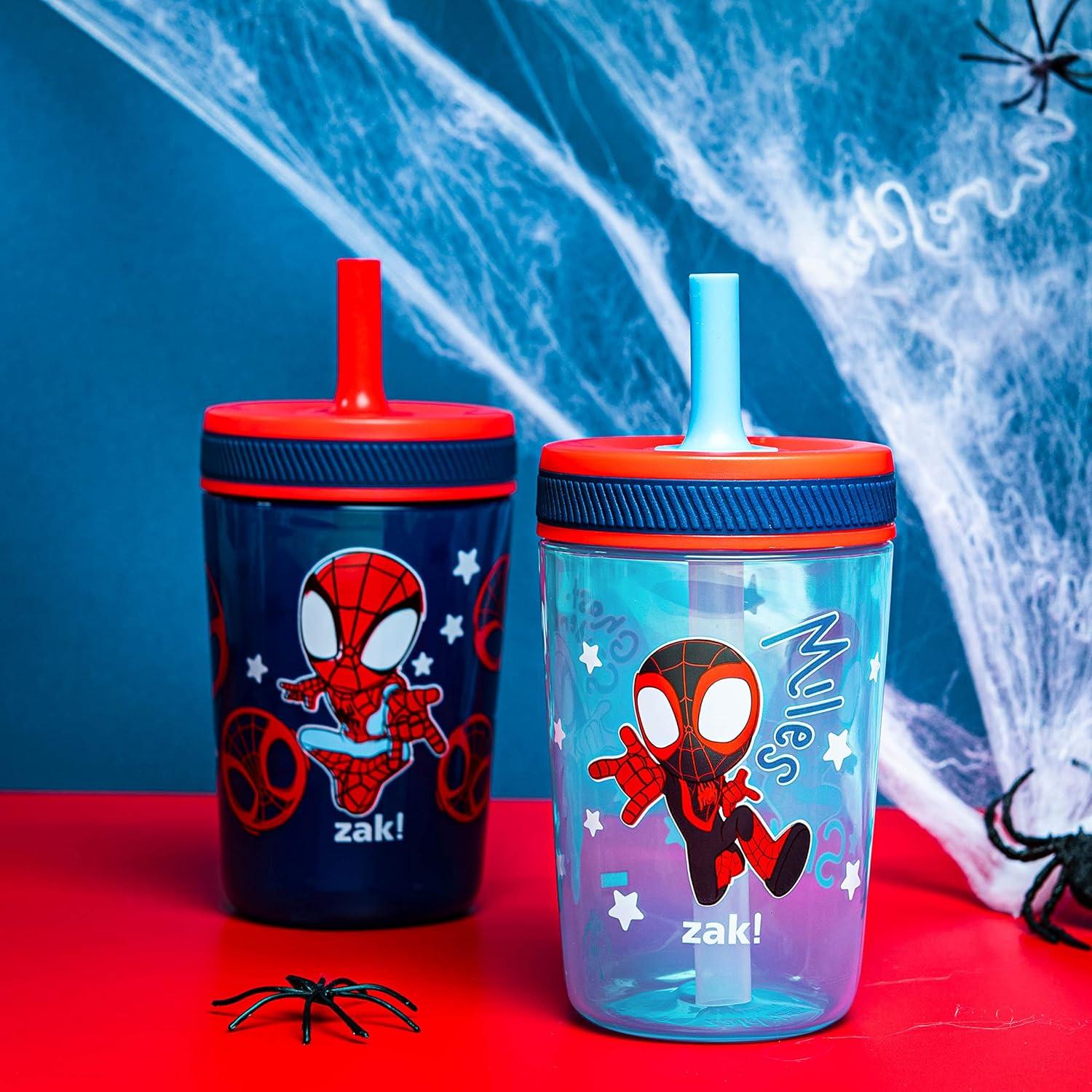 imageZak Designs 15oz Bluey Kelso Tumbler Set LeakProof ScrewOn Lid with Straw Made of Durable Plastic and Silicone Perfect Bundle for Kids 2 Count Pack of 1Spidey and His Amazing Friends