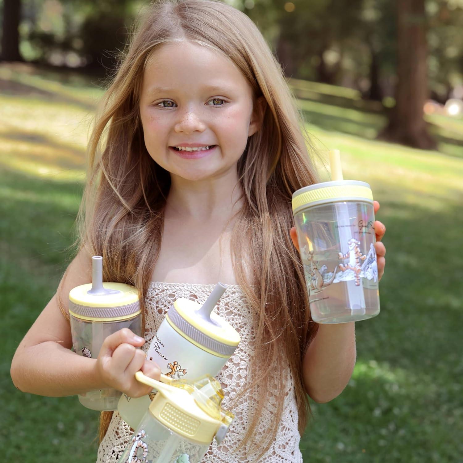 imageZak Designs 15oz Bluey Kelso Tumbler Set LeakProof ScrewOn Lid with Straw Made of Durable Plastic and Silicone Perfect Bundle for Kids 2 Count Pack of 1Disney Winnie the Pooh