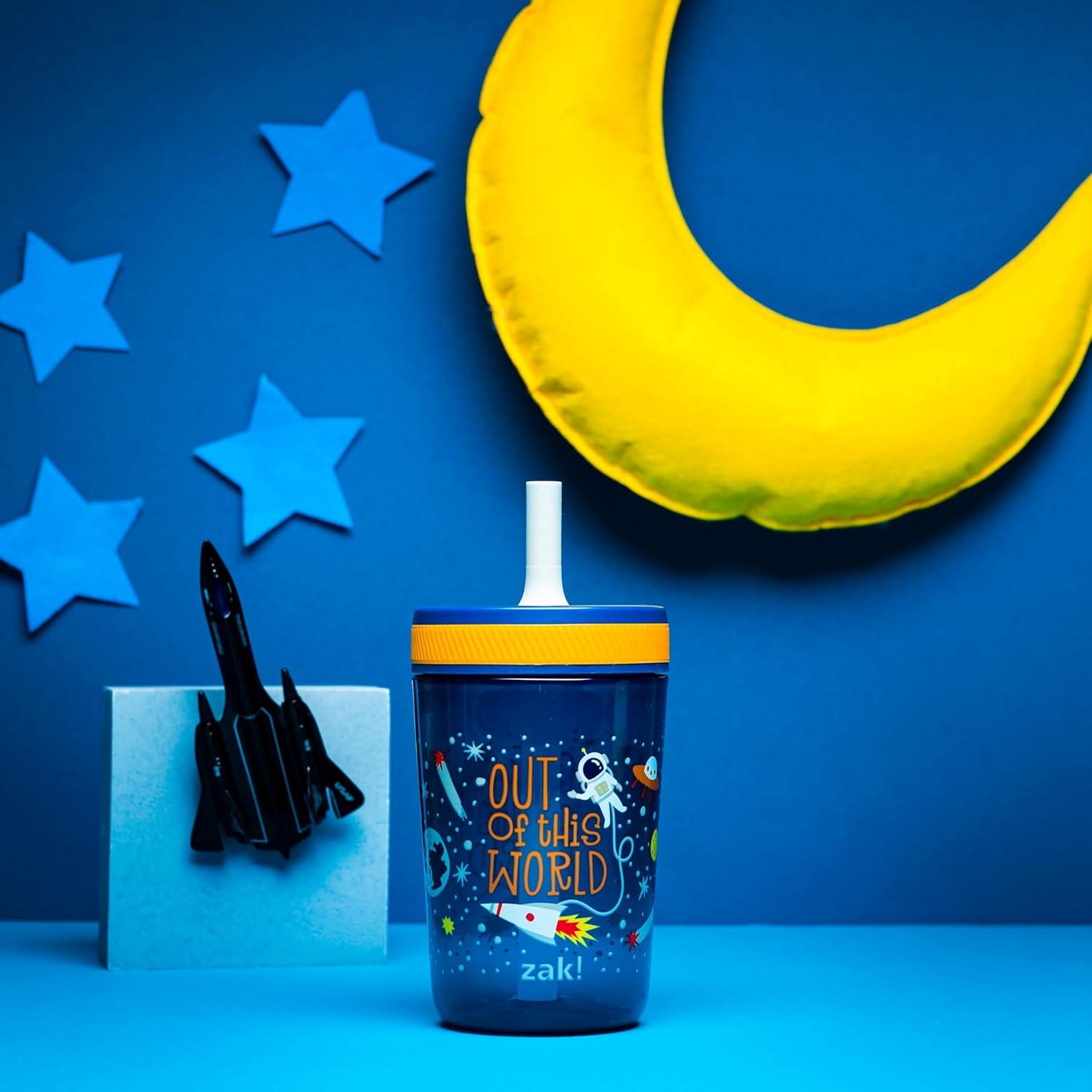 imageZak Designs 15oz Bluey Kelso Tumbler Set LeakProof ScrewOn Lid with Straw Made of Durable Plastic and Silicone Perfect Bundle for Kids 2 Count Pack of 1Space