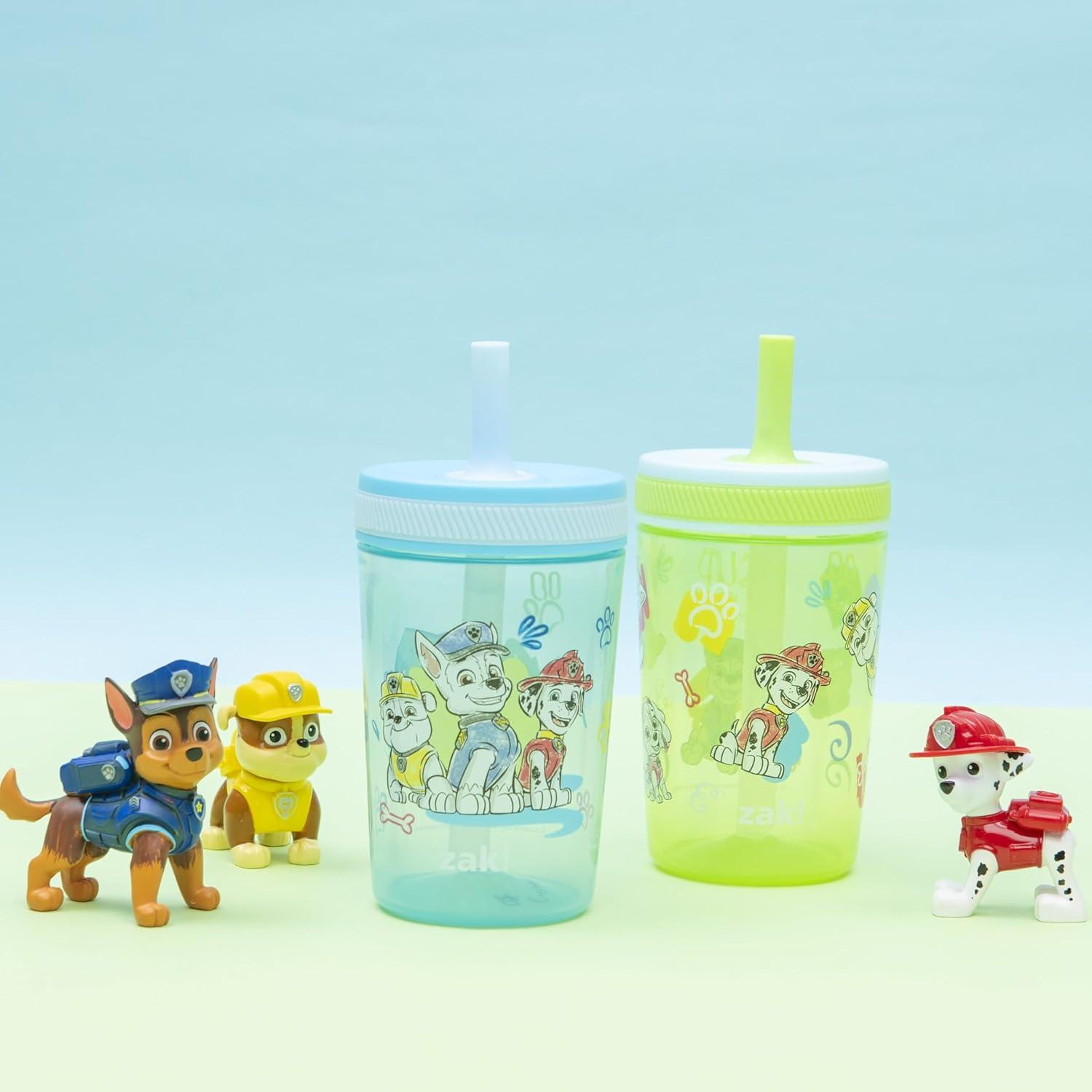 imageZak Designs 15oz Bluey Kelso Tumbler Set LeakProof ScrewOn Lid with Straw Made of Durable Plastic and Silicone Perfect Bundle for Kids 2 Count Pack of 1Paw Patrol