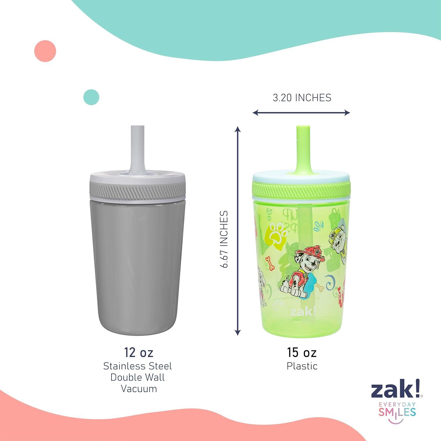 imageZak Designs 15oz Bluey Kelso Tumbler Set LeakProof ScrewOn Lid with Straw Made of Durable Plastic and Silicone Perfect Bundle for Kids 2 Count Pack of 1Paw Patrol