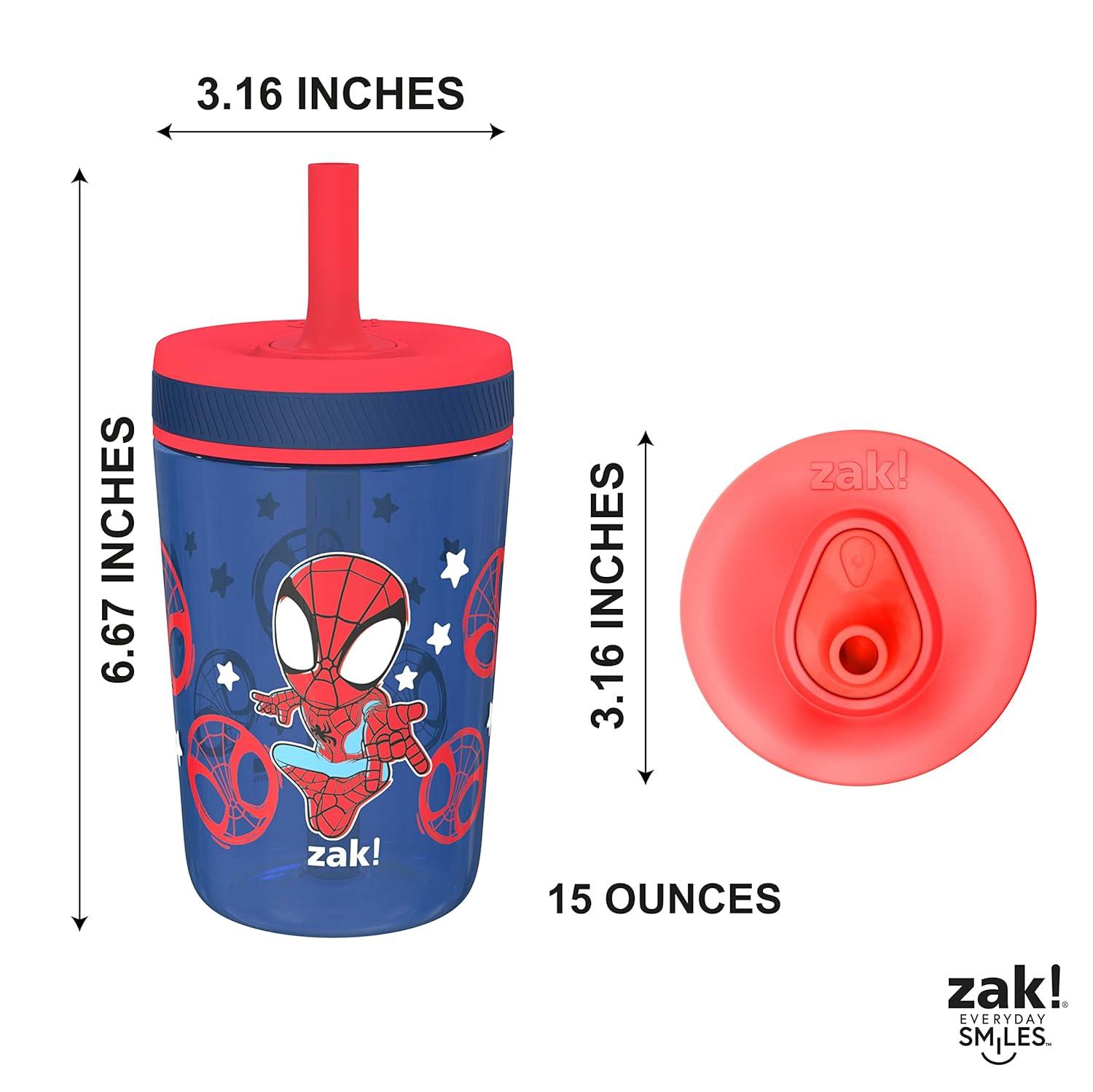 imageZak Designs 15oz Bluey Kelso Tumbler Set LeakProof ScrewOn Lid with Straw Made of Durable Plastic and Silicone Perfect Bundle for Kids 2 Count Pack of 1Spidey and His Amazing Friends