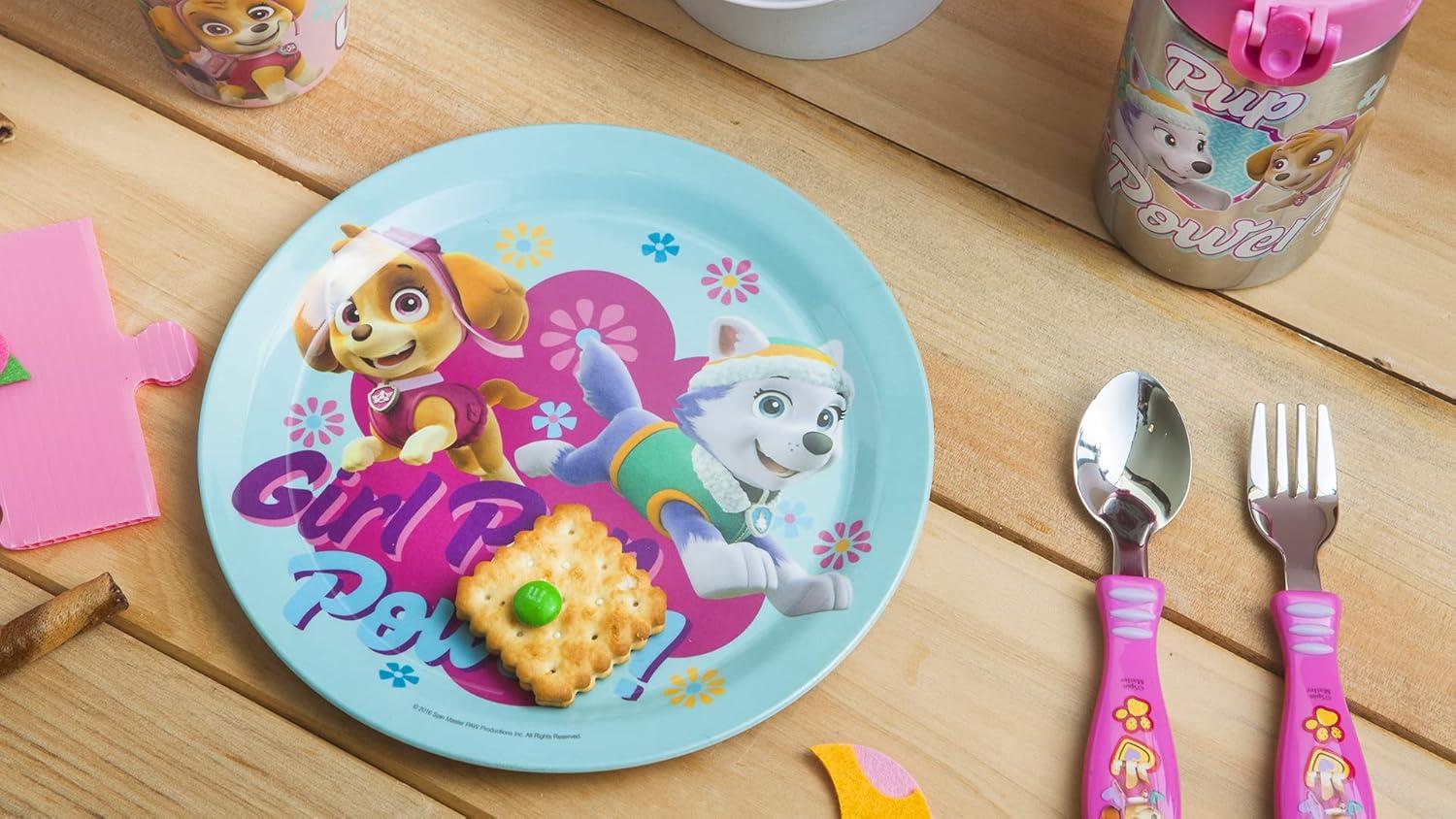 imageZak Designs Bluey Kids Dinnerware Gift Set Includes Plate Bowl Tumbler Water Bottle and Utensil Tableware Made of Durable Material and Perfect for Kids 6 Piece Gift Set BPAFreePAW Patrol Gilrs 6pcs