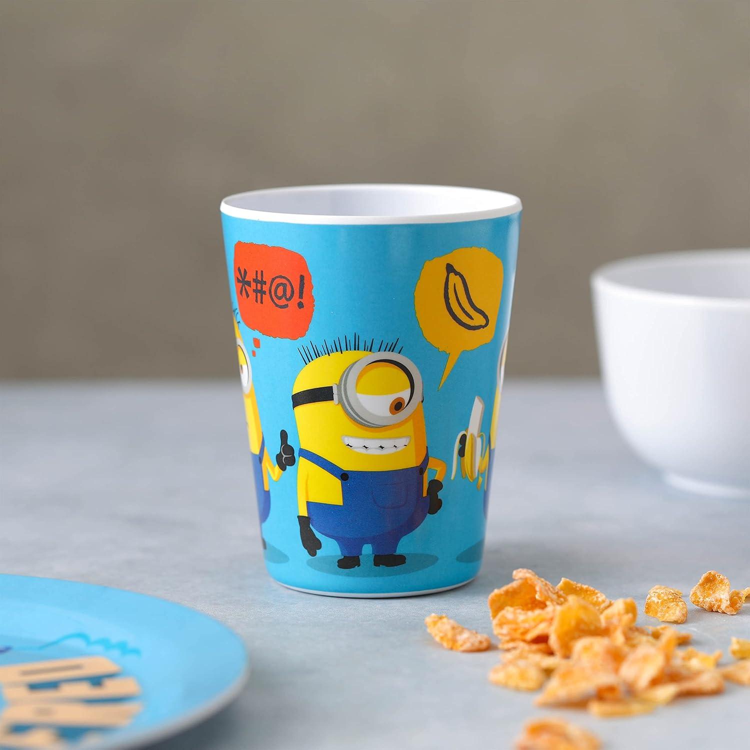 imageZak Designs Bluey Kids Dinnerware Gift Set Includes Plate Bowl Tumbler Water Bottle and Utensil Tableware Made of Durable Material and Perfect for Kids 6 Piece Gift Set BPAFreeMinionsGru 3pcs