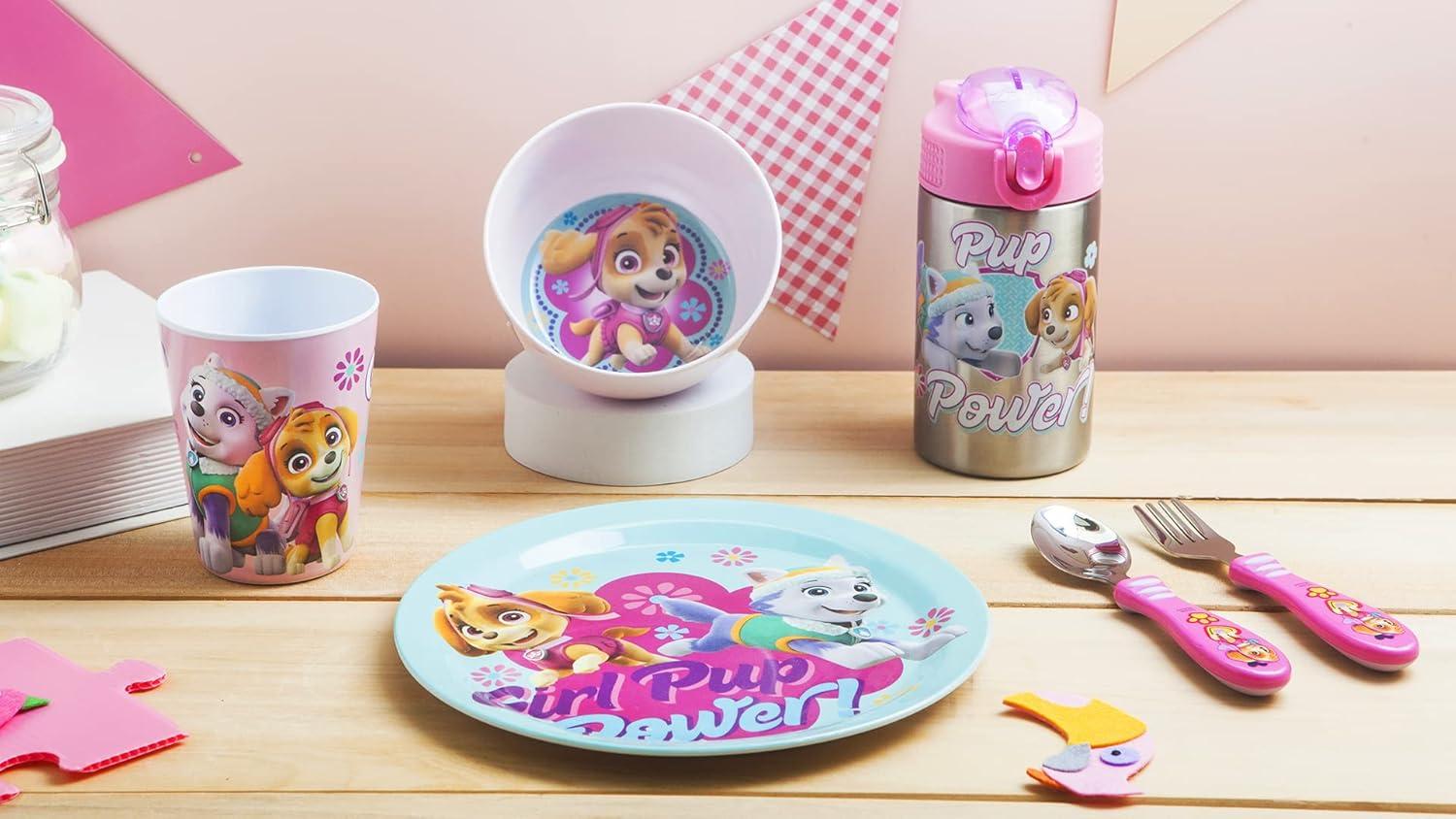 imageZak Designs Bluey Kids Dinnerware Gift Set Includes Plate Bowl Tumbler Water Bottle and Utensil Tableware Made of Durable Material and Perfect for Kids 6 Piece Gift Set BPAFreePAW Patrol Gilrs 6pcs