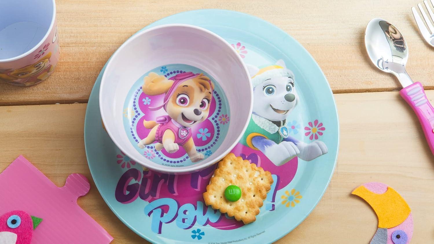 imageZak Designs Bluey Kids Dinnerware Gift Set Includes Plate Bowl Tumbler Water Bottle and Utensil Tableware Made of Durable Material and Perfect for Kids 6 Piece Gift Set BPAFreePAW Patrol Gilrs 6pcs
