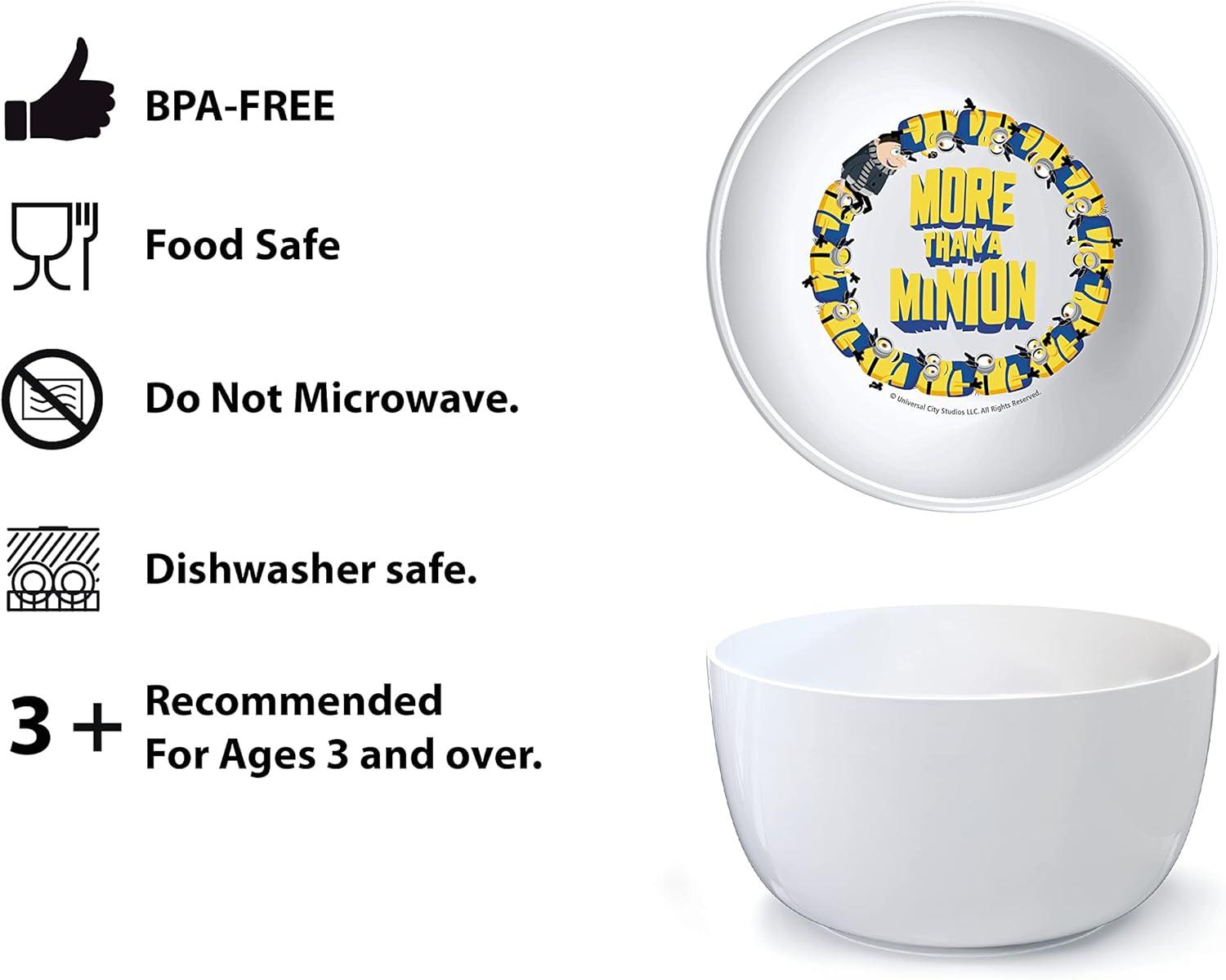 imageZak Designs Bluey Kids Dinnerware Gift Set Includes Plate Bowl Tumbler Water Bottle and Utensil Tableware Made of Durable Material and Perfect for Kids 6 Piece Gift Set BPAFreeMinionsGru 3pcs