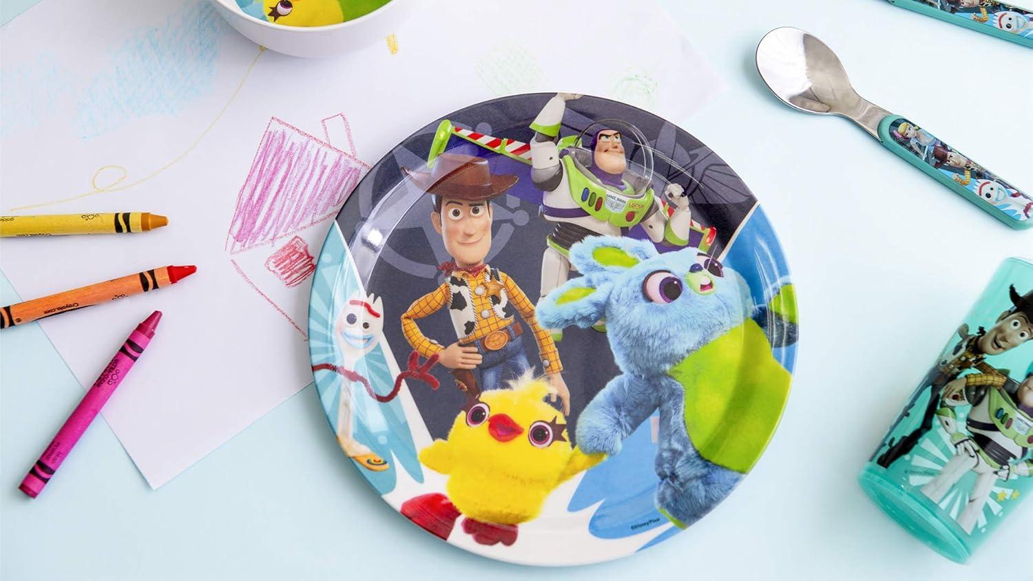 imageZak Designs Bluey Kids Dinnerware Gift Set Includes Plate Bowl Tumbler Water Bottle and Utensil Tableware Made of Durable Material and Perfect for Kids 6 Piece Gift Set BPAFreePixar Toy Story