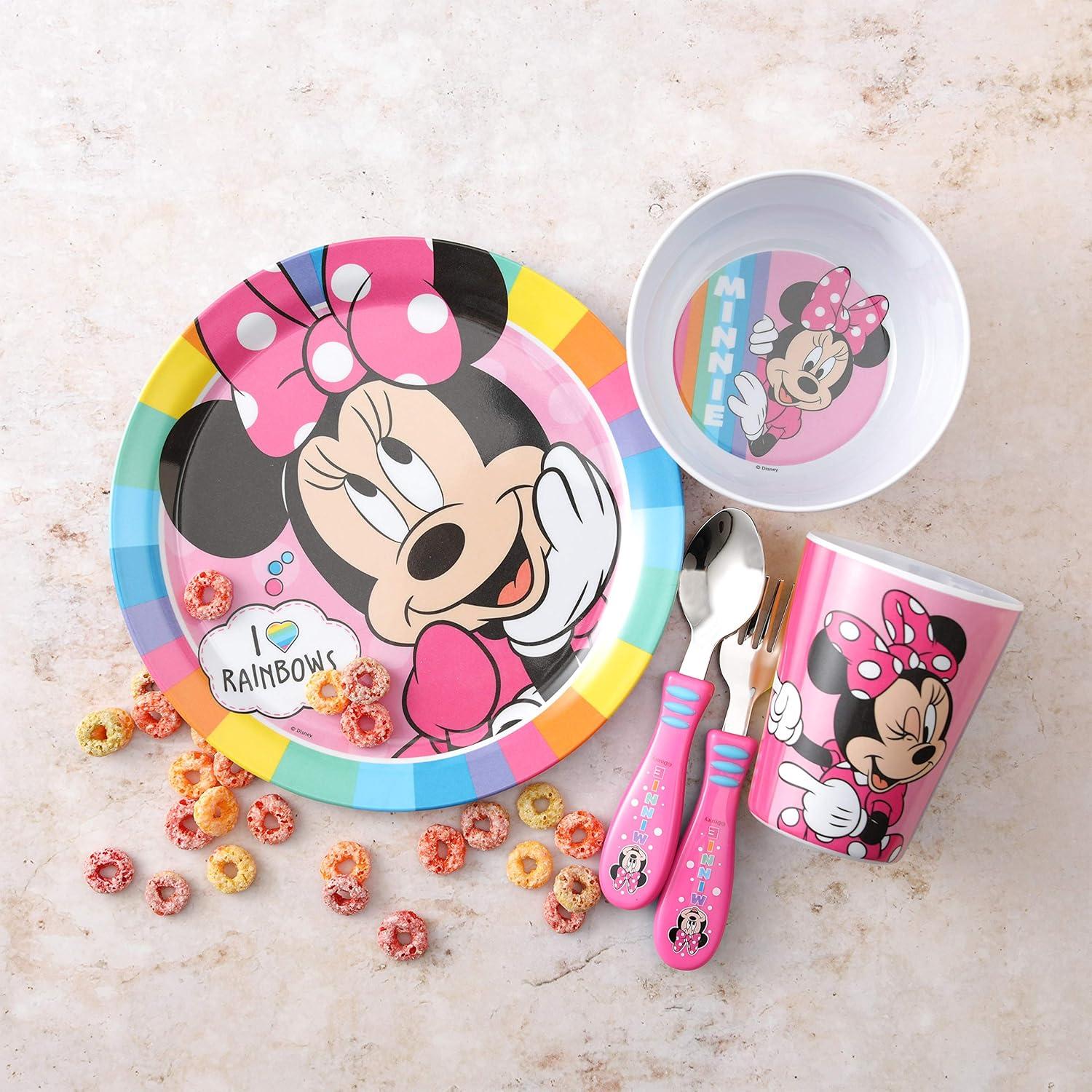 imageZak Designs Bluey Kids Dinnerware Gift Set Includes Plate Bowl Tumbler Water Bottle and Utensil Tableware Made of Durable Material and Perfect for Kids 6 Piece Gift Set BPAFreeMinnie Mouse
