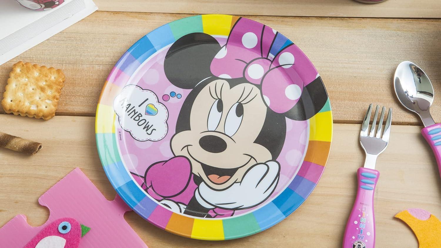 imageZak Designs Bluey Kids Dinnerware Gift Set Includes Plate Bowl Tumbler Water Bottle and Utensil Tableware Made of Durable Material and Perfect for Kids 6 Piece Gift Set BPAFreeMinnie Mouse 6pcs