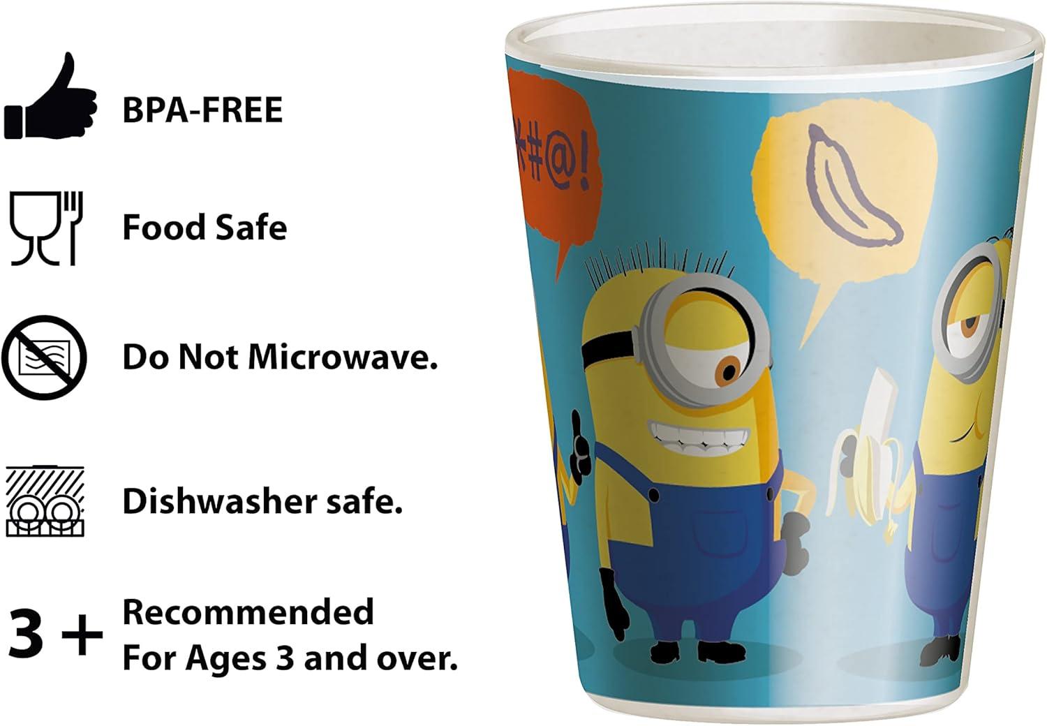 imageZak Designs Bluey Kids Dinnerware Gift Set Includes Plate Bowl Tumbler Water Bottle and Utensil Tableware Made of Durable Material and Perfect for Kids 6 Piece Gift Set BPAFreeMinionsGru 3pcs