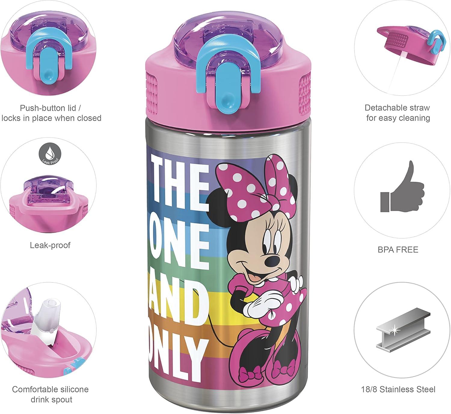 imageZak Designs Bluey Kids Dinnerware Gift Set Includes Plate Bowl Tumbler Water Bottle and Utensil Tableware Made of Durable Material and Perfect for Kids 6 Piece Gift Set BPAFreeMinnie Mouse 6pcs
