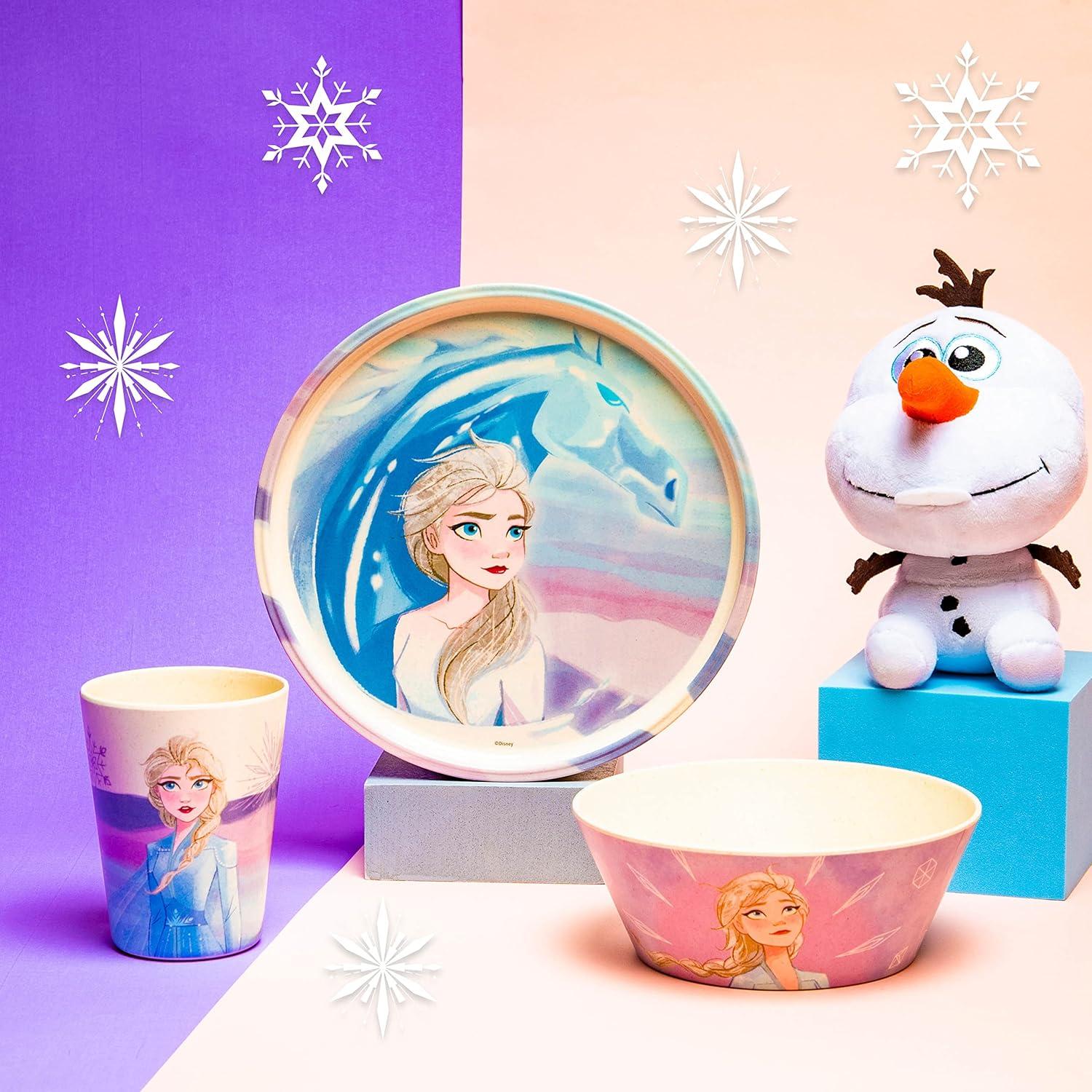 imageZak Designs Bluey Kids Dinnerware Set 3 Pieces Durable and Sustainable Melamine Bamboo Plate Bowl and Tumbler are Perfect For Dinner Time With Family Bluey Bingo Bandit ChilliFrozen 2 Anna Elsa Olaf