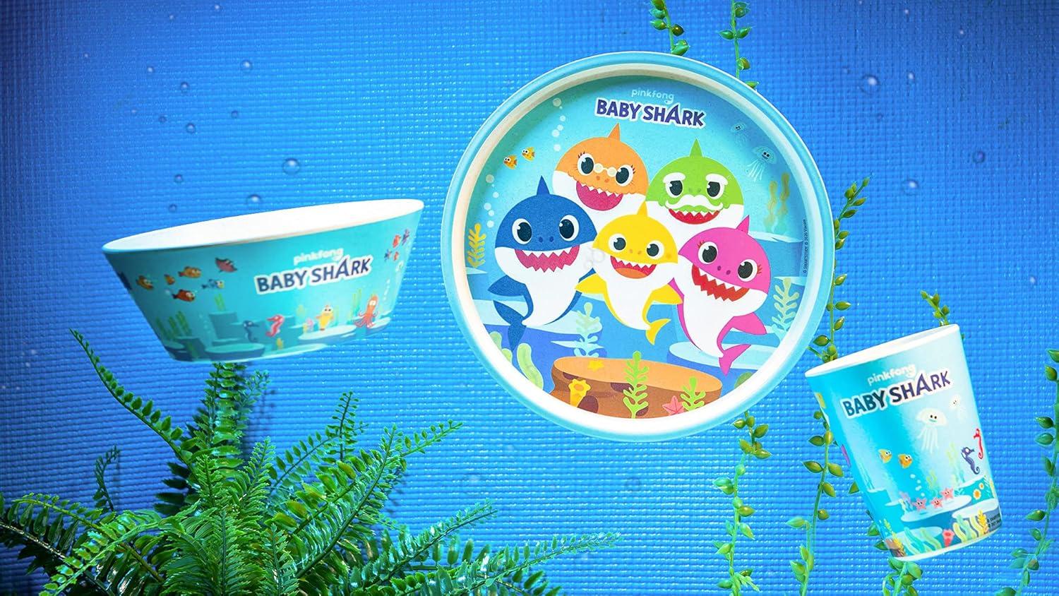 imageZak Designs Bluey Kids Dinnerware Set 3 Pieces Durable and Sustainable Melamine Bamboo Plate Bowl and Tumbler are Perfect For Dinner Time With Family Bluey Bingo Bandit ChilliBaby Shark