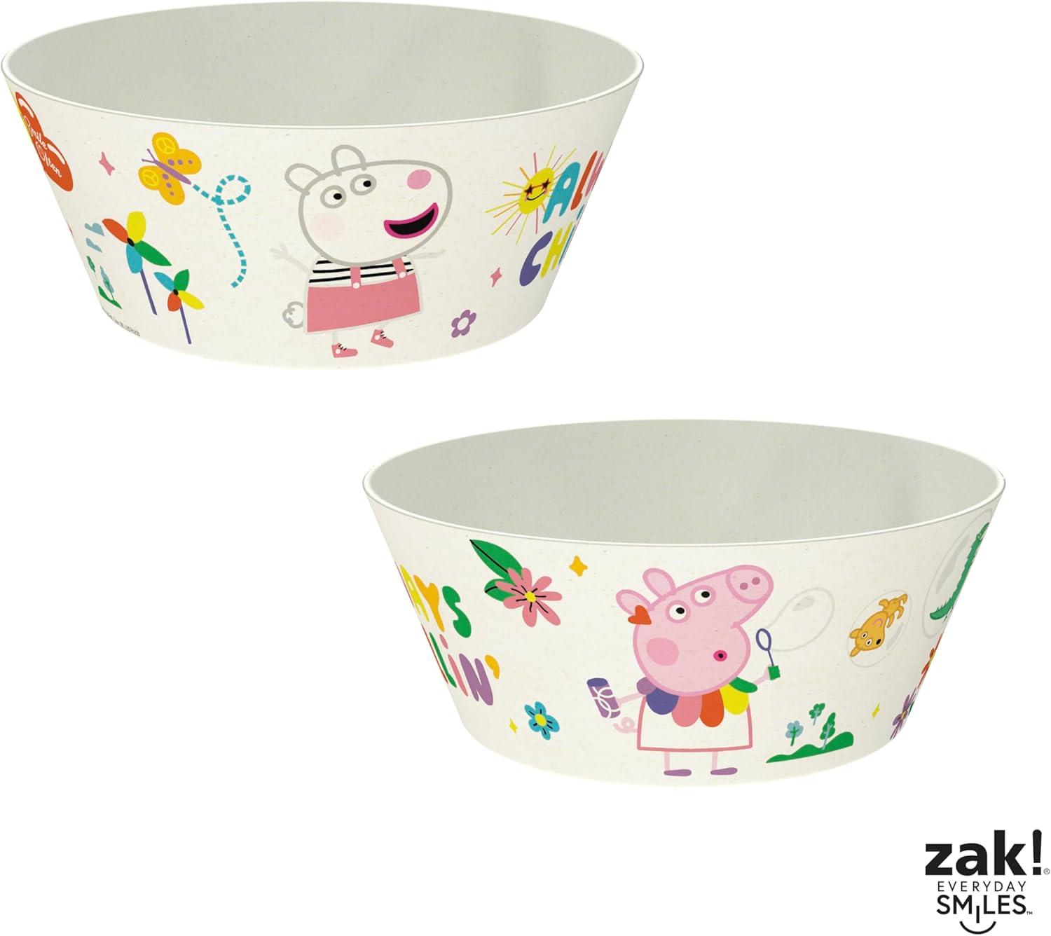 imageZak Designs Bluey Kids Dinnerware Set 3 Pieces Durable and Sustainable Melamine Bamboo Plate Bowl and Tumbler are Perfect For Dinner Time With Family Bluey Bingo Bandit ChilliPeppa Pig