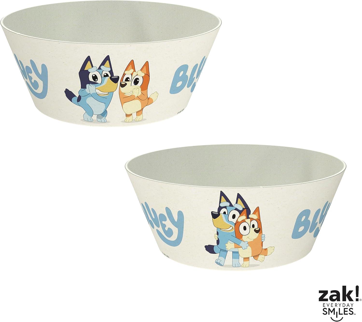 imageZak Designs Bluey Kids Dinnerware Set 3 Pieces Durable and Sustainable Melamine Bamboo Plate Bowl and Tumbler are Perfect For Dinner Time With Family Bluey Bingo Bandit ChilliBluey