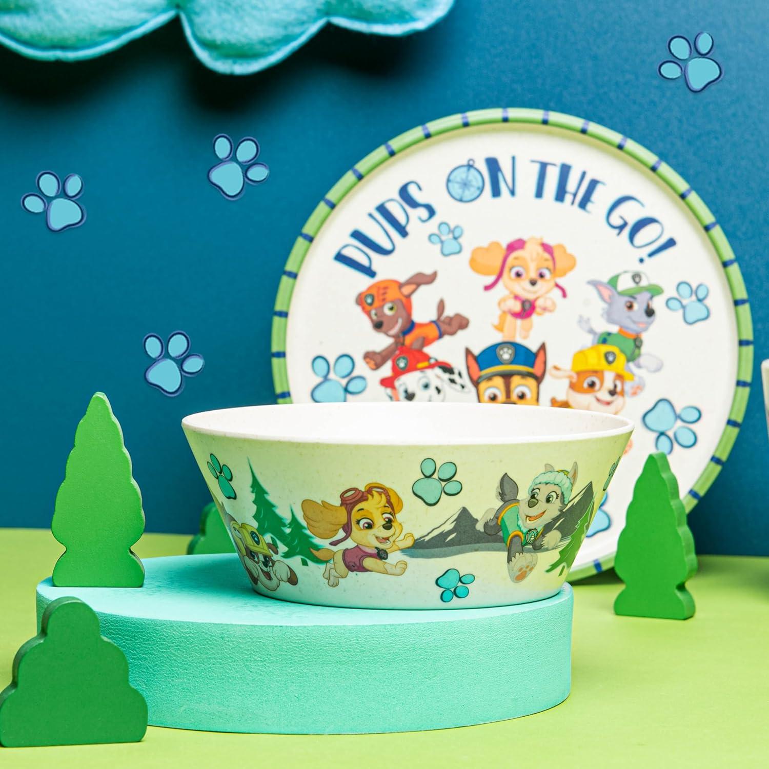 imageZak Designs Bluey Kids Dinnerware Set 3 Pieces Durable and Sustainable Melamine Bamboo Plate Bowl and Tumbler are Perfect For Dinner Time With Family Bluey Bingo Bandit ChilliPAW Patrol Chase Marshall Skye
