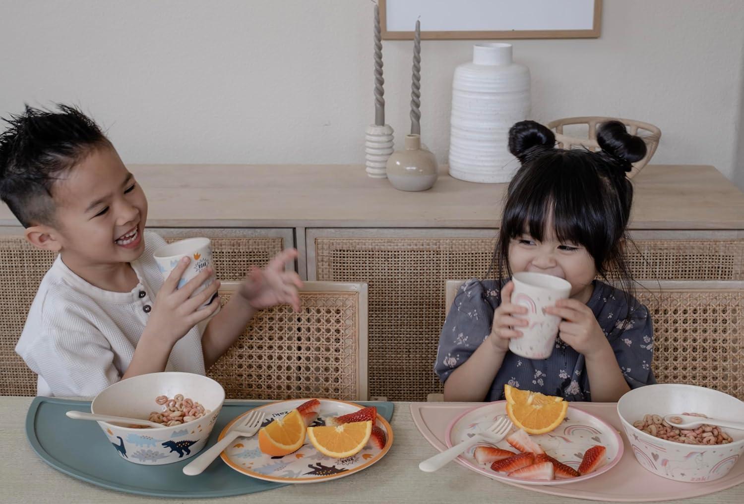 imageZak Designs Bluey Kids Dinnerware Set 3 Pieces Durable and Sustainable Melamine Bamboo Plate Bowl and Tumbler are Perfect For Dinner Time With Family Bluey Bingo Bandit ChilliZaksaurus