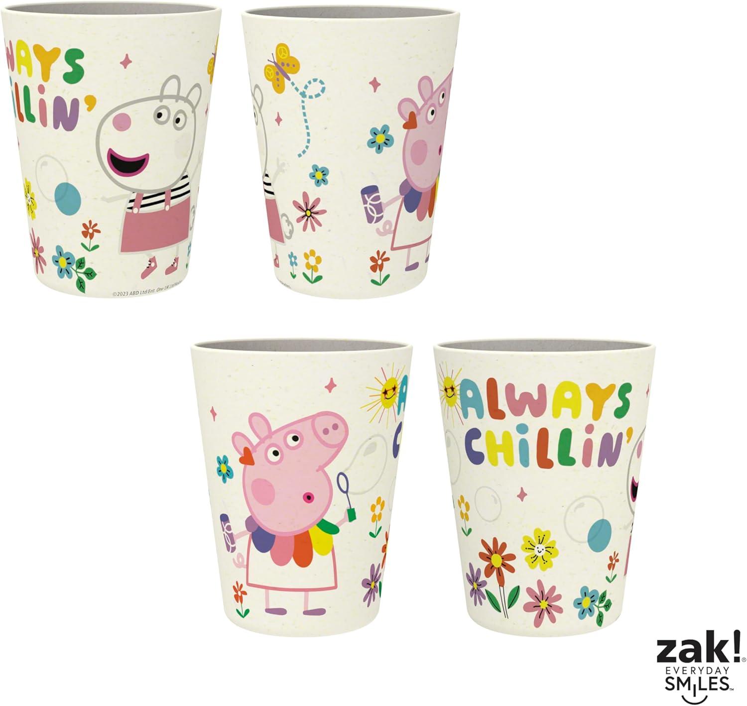 imageZak Designs Bluey Kids Dinnerware Set 3 Pieces Durable and Sustainable Melamine Bamboo Plate Bowl and Tumbler are Perfect For Dinner Time With Family Bluey Bingo Bandit ChilliPeppa Pig