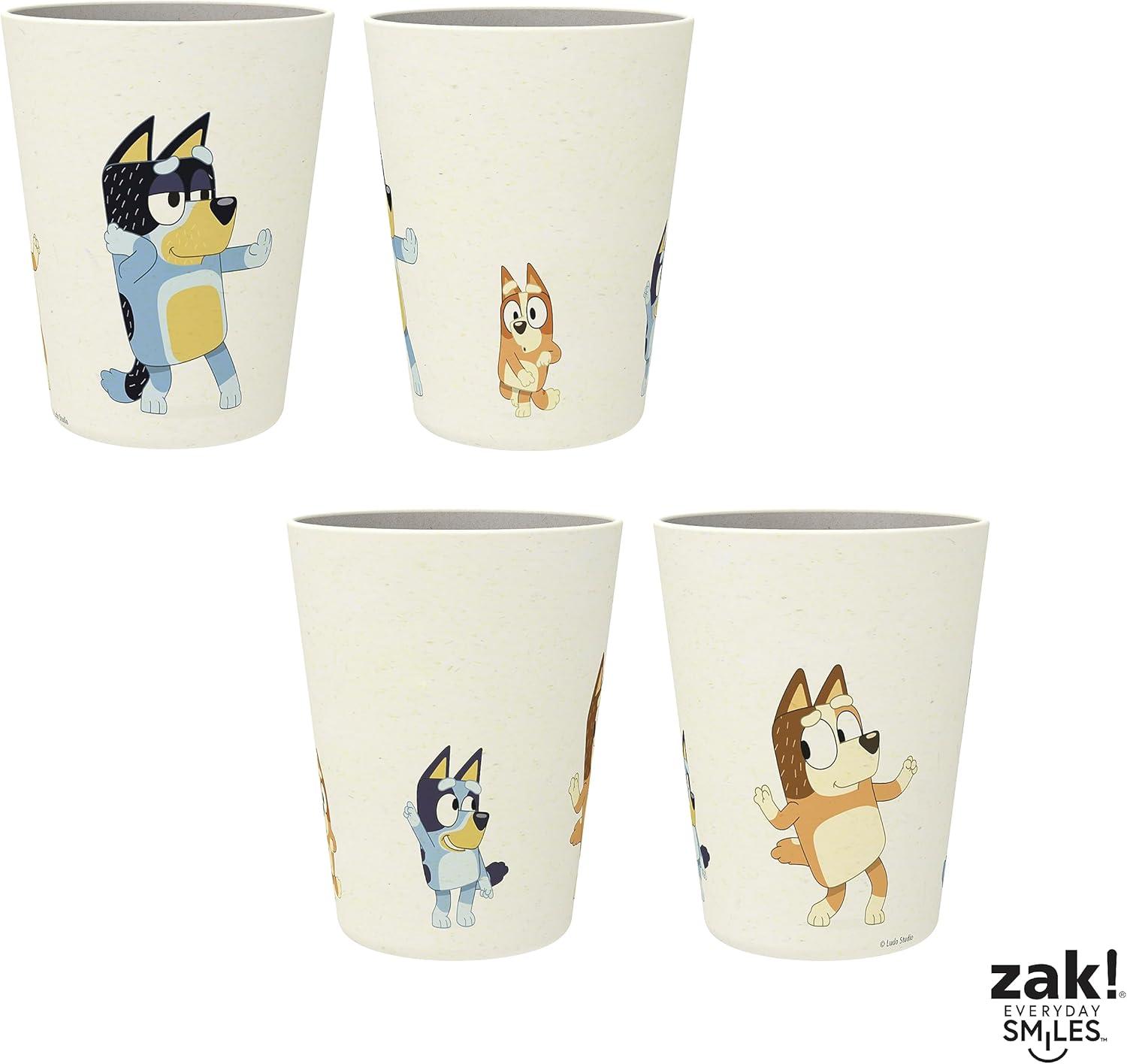 imageZak Designs Bluey Kids Dinnerware Set 3 Pieces Durable and Sustainable Melamine Bamboo Plate Bowl and Tumbler are Perfect For Dinner Time With Family Bluey Bingo Bandit ChilliBluey
