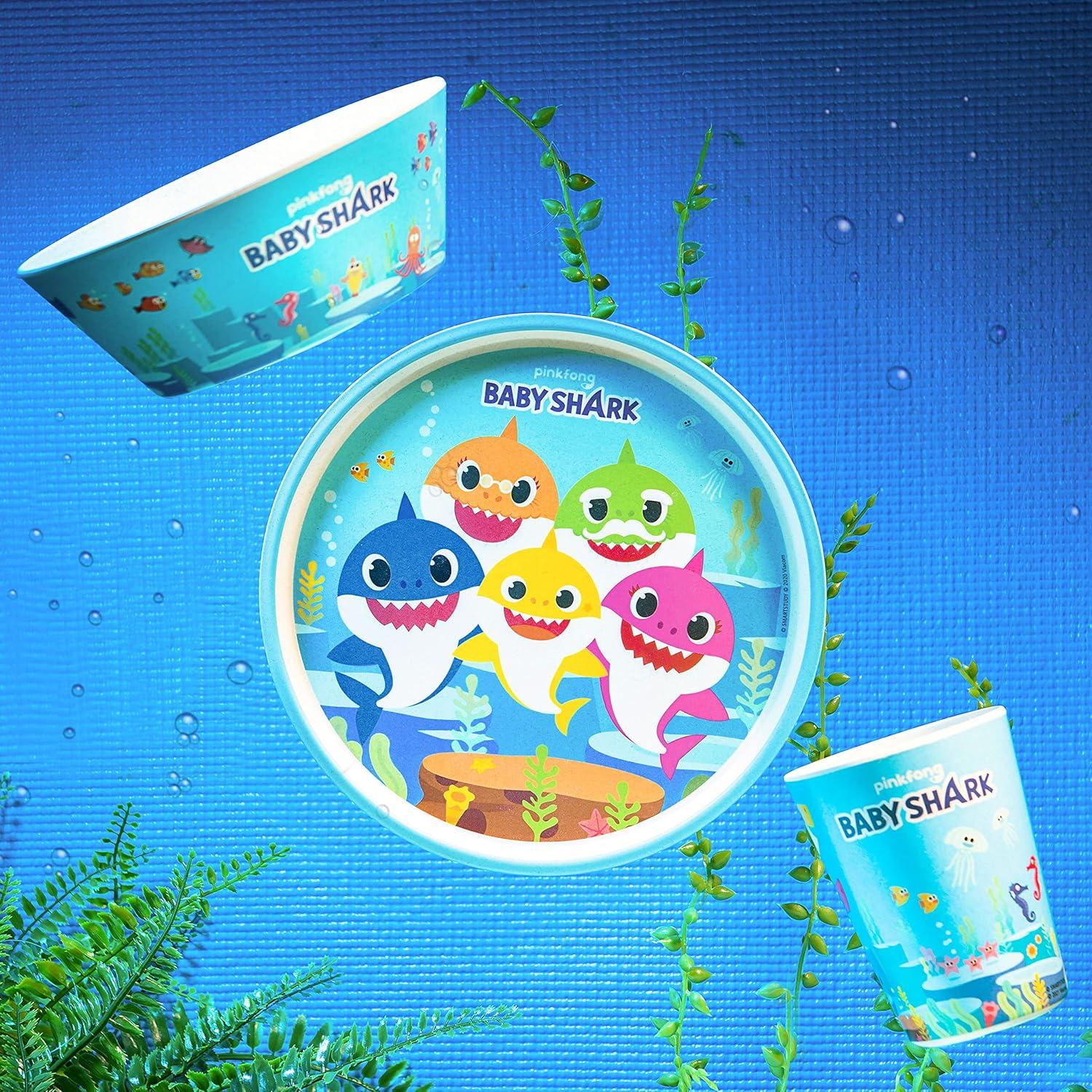 imageZak Designs Bluey Kids Dinnerware Set 3 Pieces Durable and Sustainable Melamine Bamboo Plate Bowl and Tumbler are Perfect For Dinner Time With Family Bluey Bingo Bandit ChilliBaby Shark