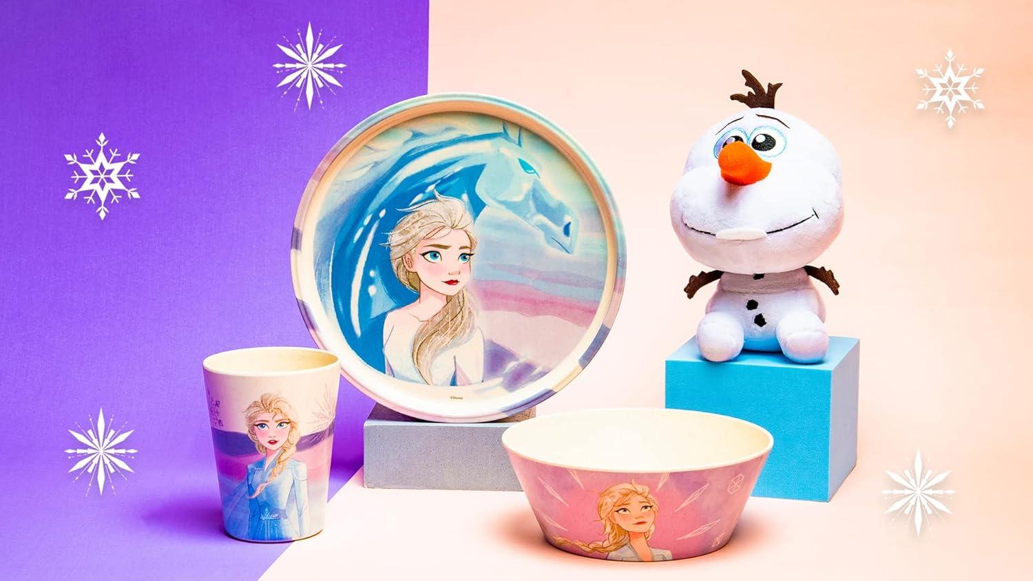 imageZak Designs Bluey Kids Dinnerware Set 3 Pieces Durable and Sustainable Melamine Bamboo Plate Bowl and Tumbler are Perfect For Dinner Time With Family Bluey Bingo Bandit ChilliFrozen 2 Anna Elsa Olaf