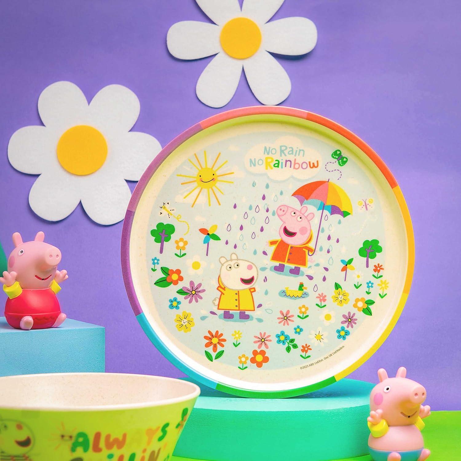 imageZak Designs Bluey Kids Dinnerware Set 3 Pieces Durable and Sustainable Melamine Bamboo Plate Bowl and Tumbler are Perfect For Dinner Time With Family Bluey Bingo Bandit ChilliPeppa Pig