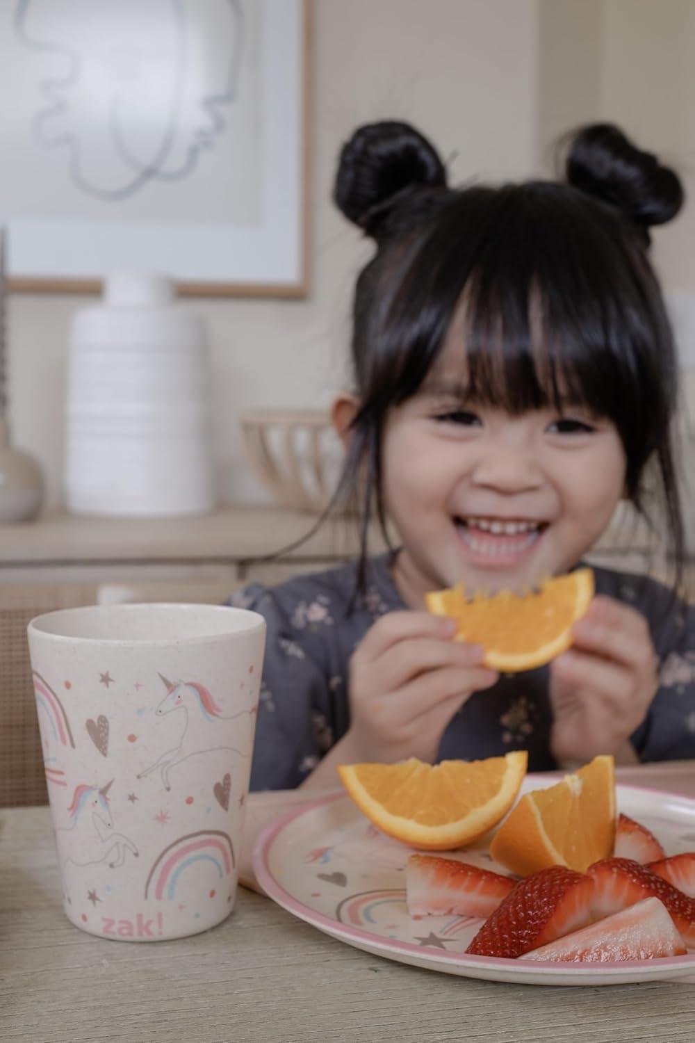 imageZak Designs Bluey Kids Dinnerware Set 3 Pieces Durable and Sustainable Melamine Bamboo Plate Bowl and Tumbler are Perfect For Dinner Time With Family Bluey Bingo Bandit ChilliFanciful Unicorn