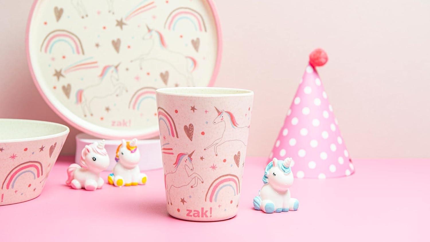 imageZak Designs Bluey Kids Dinnerware Set 3 Pieces Durable and Sustainable Melamine Bamboo Plate Bowl and Tumbler are Perfect For Dinner Time With Family Bluey Bingo Bandit ChilliFanciful Unicorn