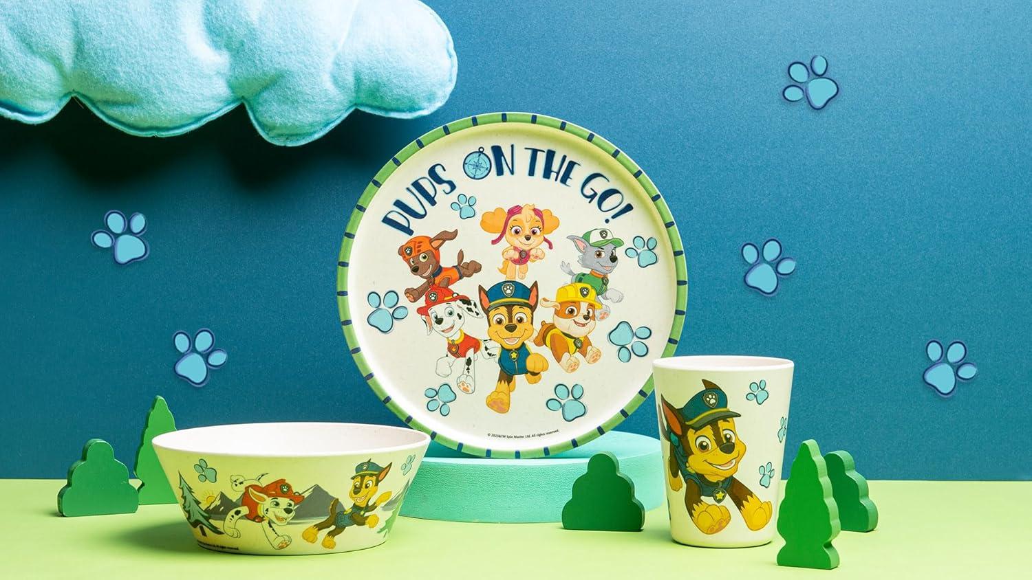 imageZak Designs Bluey Kids Dinnerware Set 3 Pieces Durable and Sustainable Melamine Bamboo Plate Bowl and Tumbler are Perfect For Dinner Time With Family Bluey Bingo Bandit ChilliPAW Patrol Chase Marshall Skye