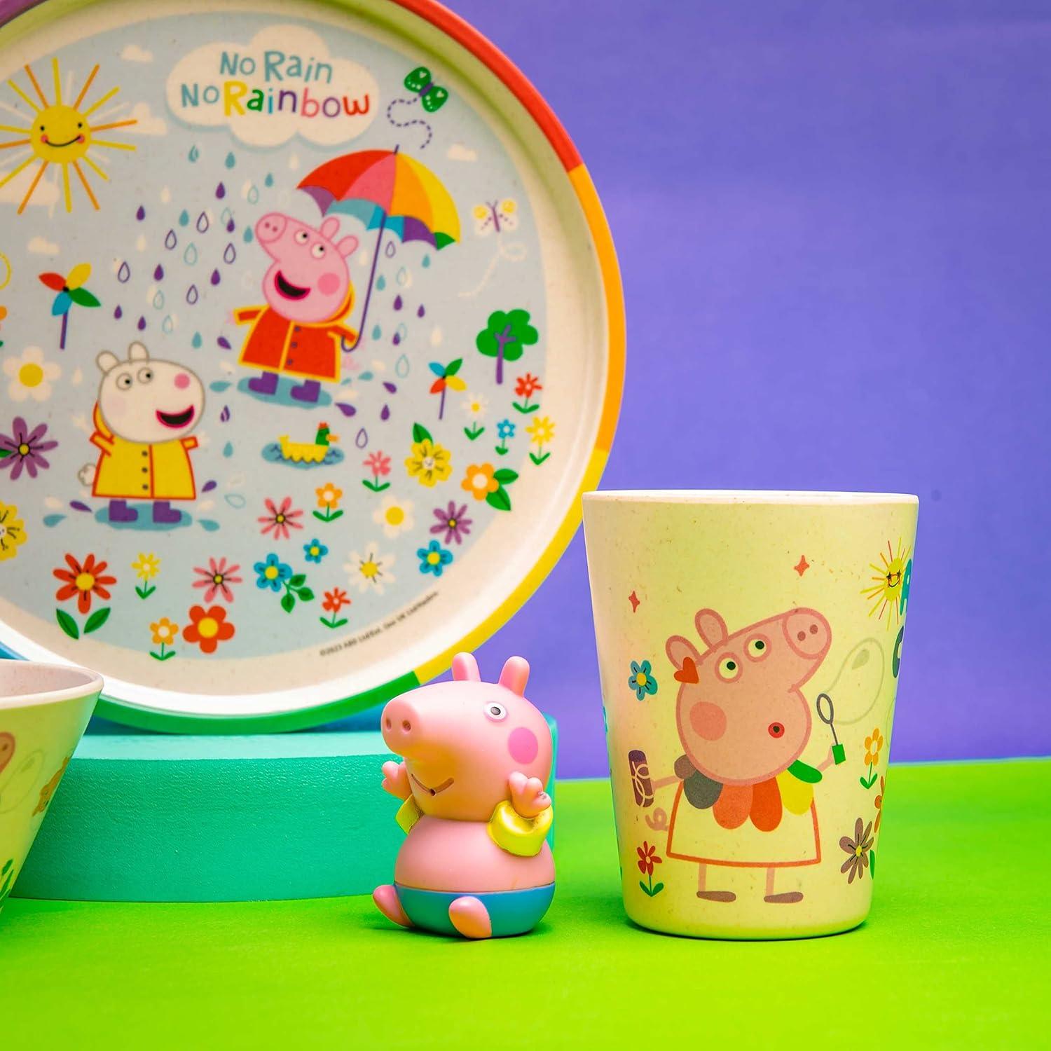 imageZak Designs Bluey Kids Dinnerware Set 3 Pieces Durable and Sustainable Melamine Bamboo Plate Bowl and Tumbler are Perfect For Dinner Time With Family Bluey Bingo Bandit ChilliPeppa Pig