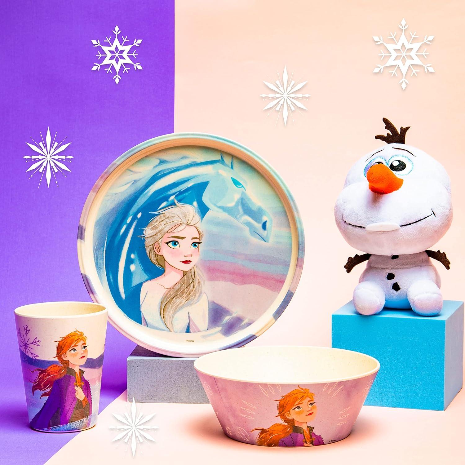 imageZak Designs Bluey Kids Dinnerware Set 3 Pieces Durable and Sustainable Melamine Bamboo Plate Bowl and Tumbler are Perfect For Dinner Time With Family Bluey Bingo Bandit ChilliFrozen 2 Anna Elsa Olaf