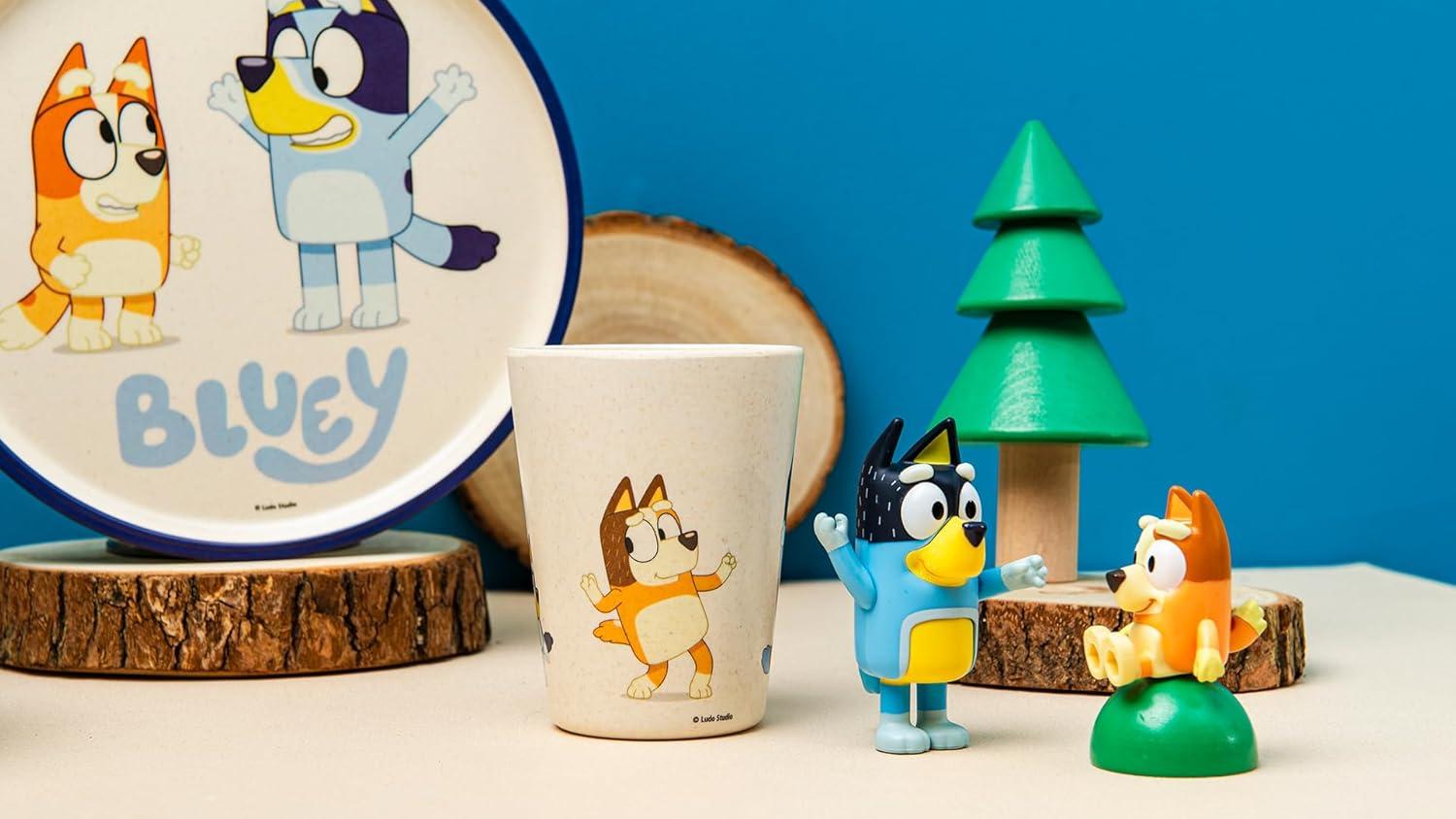 imageZak Designs Bluey Kids Dinnerware Set 3 Pieces Durable and Sustainable Melamine Bamboo Plate Bowl and Tumbler are Perfect For Dinner Time With Family Bluey Bingo Bandit ChilliBluey
