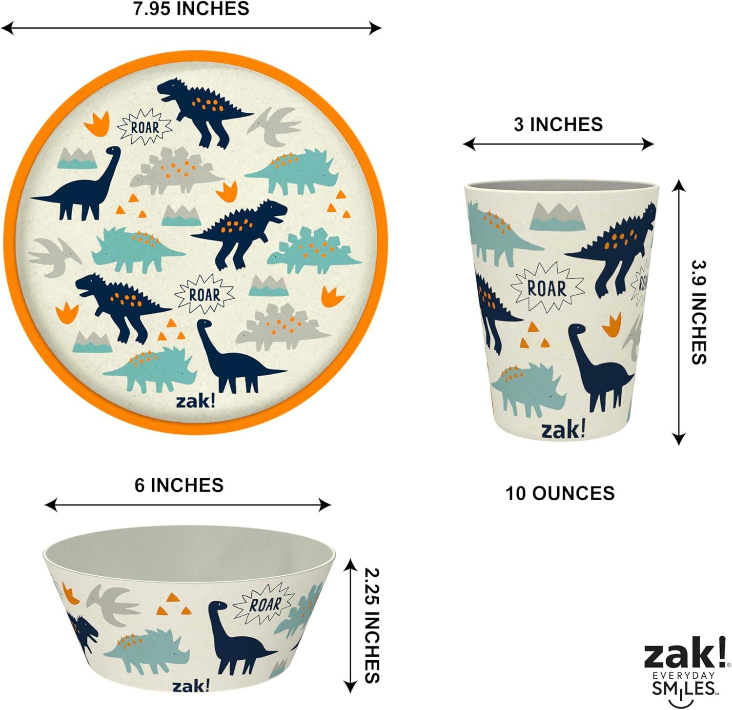 imageZak Designs Bluey Kids Dinnerware Set 3 Pieces Durable and Sustainable Melamine Bamboo Plate Bowl and Tumbler are Perfect For Dinner Time With Family Bluey Bingo Bandit ChilliZaksaurus
