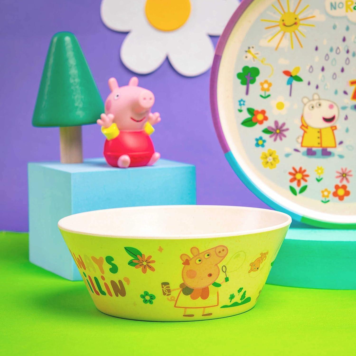 imageZak Designs Bluey Kids Dinnerware Set 3 Pieces Durable and Sustainable Melamine Bamboo Plate Bowl and Tumbler are Perfect For Dinner Time With Family Bluey Bingo Bandit ChilliPeppa Pig