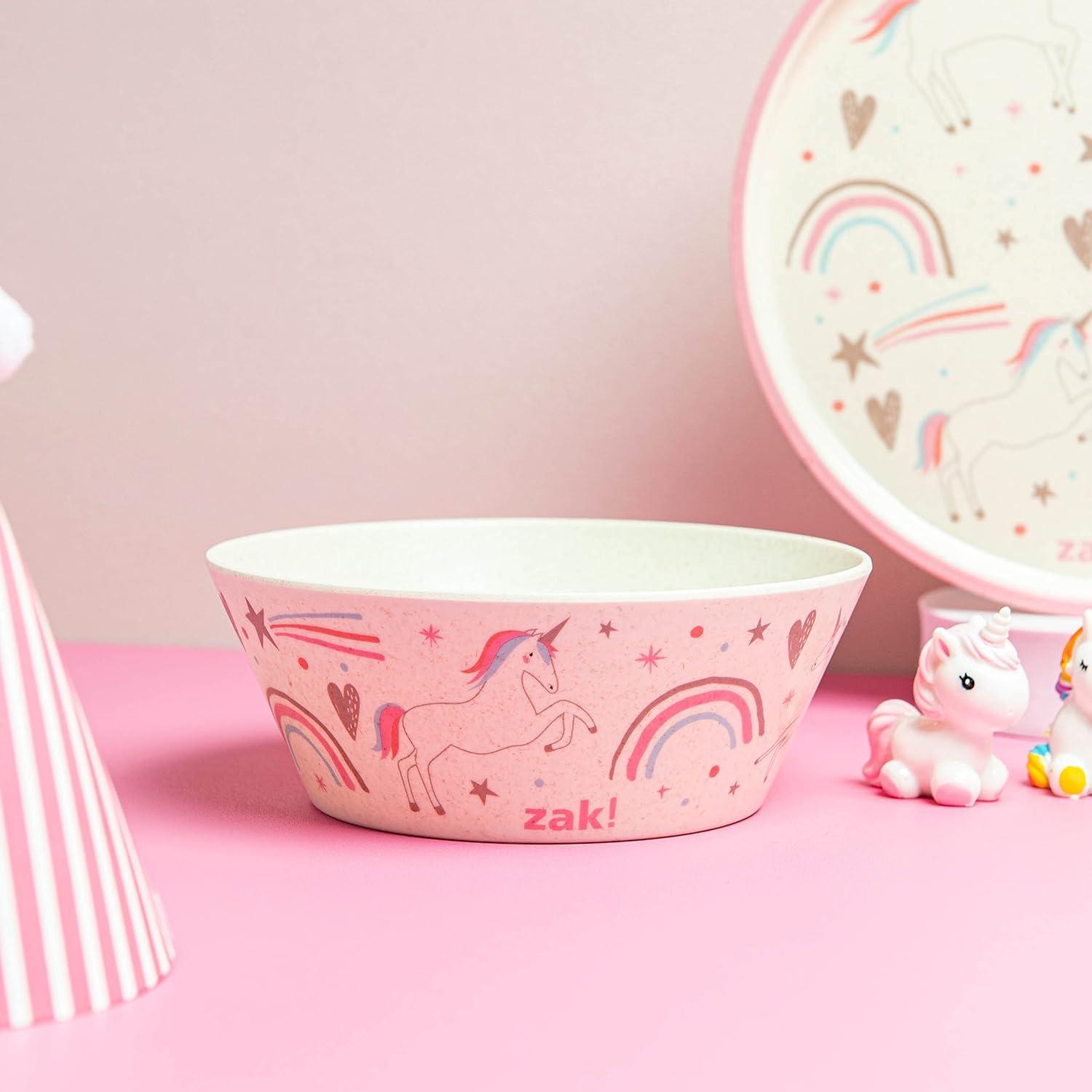 imageZak Designs Bluey Kids Dinnerware Set 3 Pieces Durable and Sustainable Melamine Bamboo Plate Bowl and Tumbler are Perfect For Dinner Time With Family Bluey Bingo Bandit ChilliFanciful Unicorn