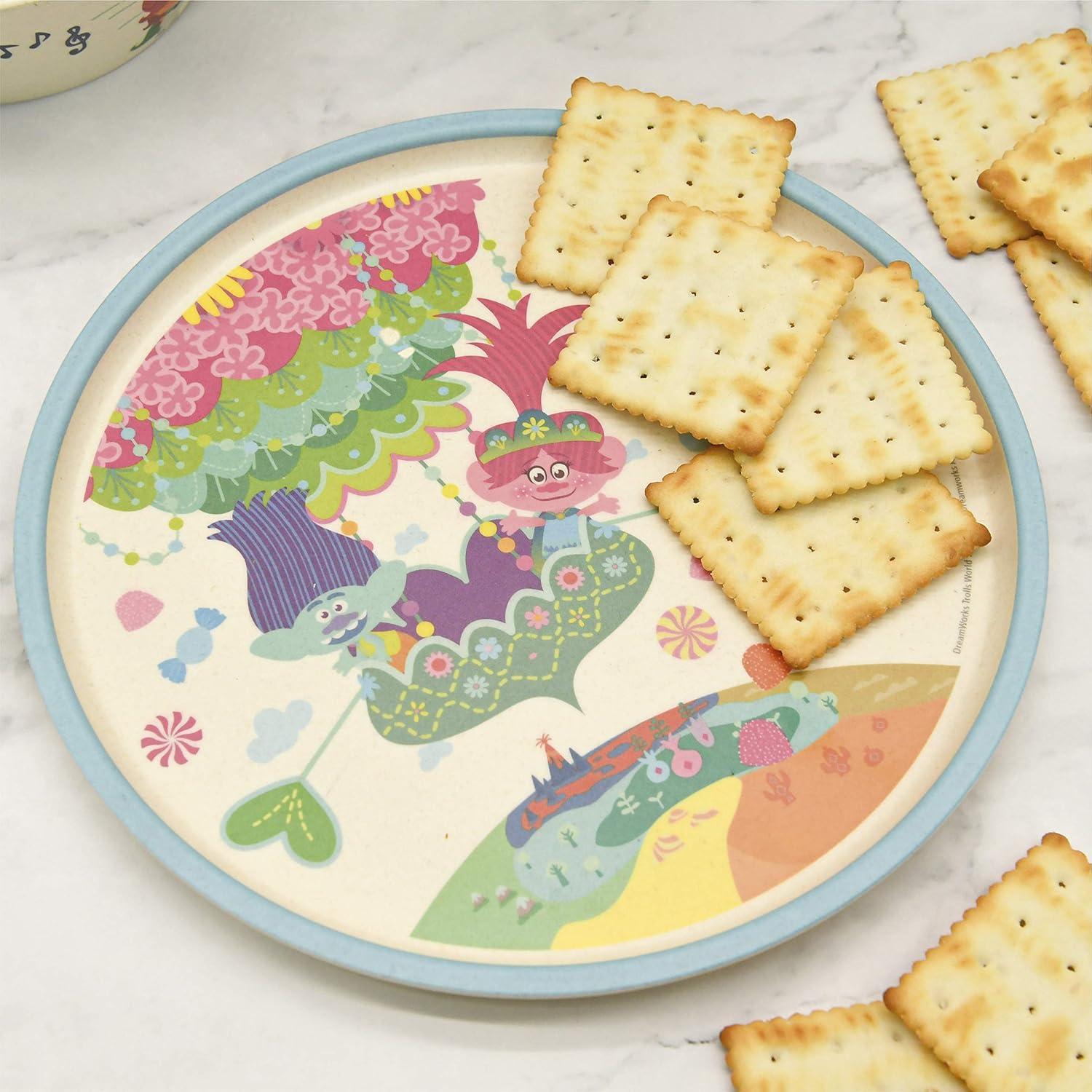 imageZak Designs Bluey Kids Dinnerware Set 3 Pieces Durable and Sustainable Melamine Bamboo Plate Bowl and Tumbler are Perfect For Dinner Time With Family Bluey Bingo Bandit ChilliDreamWorks Trolls World Tour