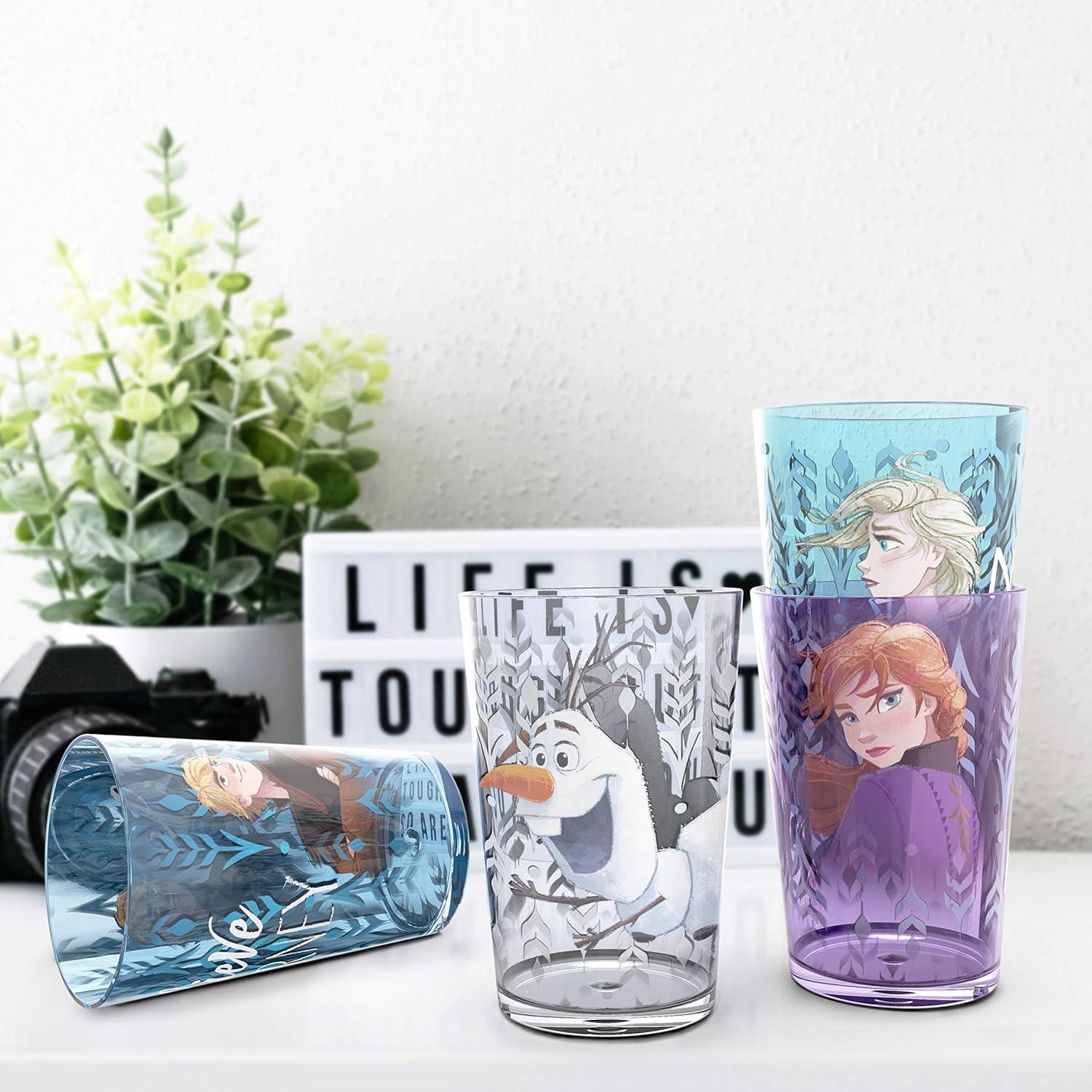 imageZak Designs Bluey Nesting Tumbler Set Includes Durable Plastic Cups with Variety Artwork Fun Drinkware is Perfect for Kids 145 oz 4Pack NonBPAAnna Elsa Olaf