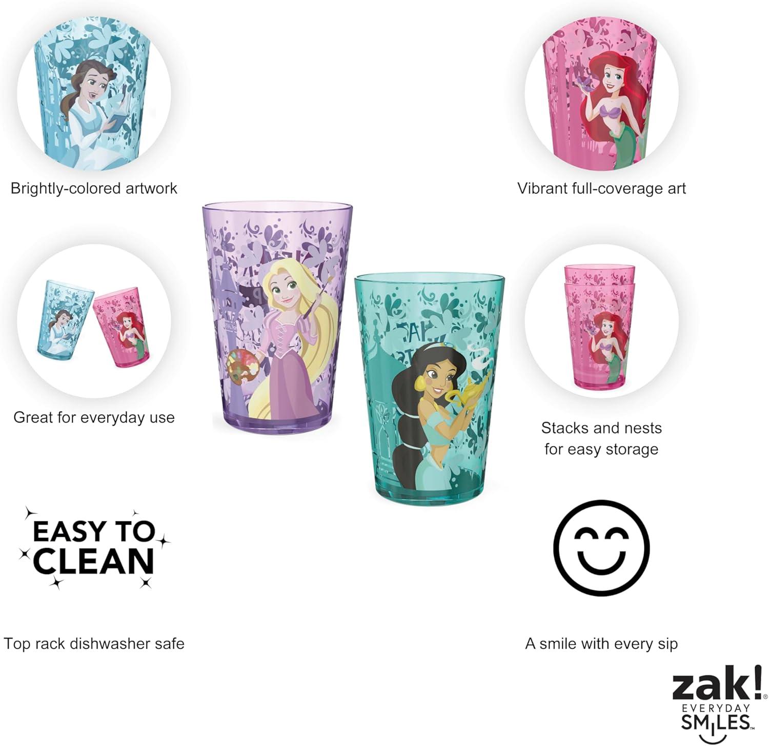 imageZak Designs Bluey Nesting Tumbler Set Includes Durable Plastic Cups with Variety Artwork Fun Drinkware is Perfect for Kids 145 oz 4Pack NonBPABelle Jasmine Ariel