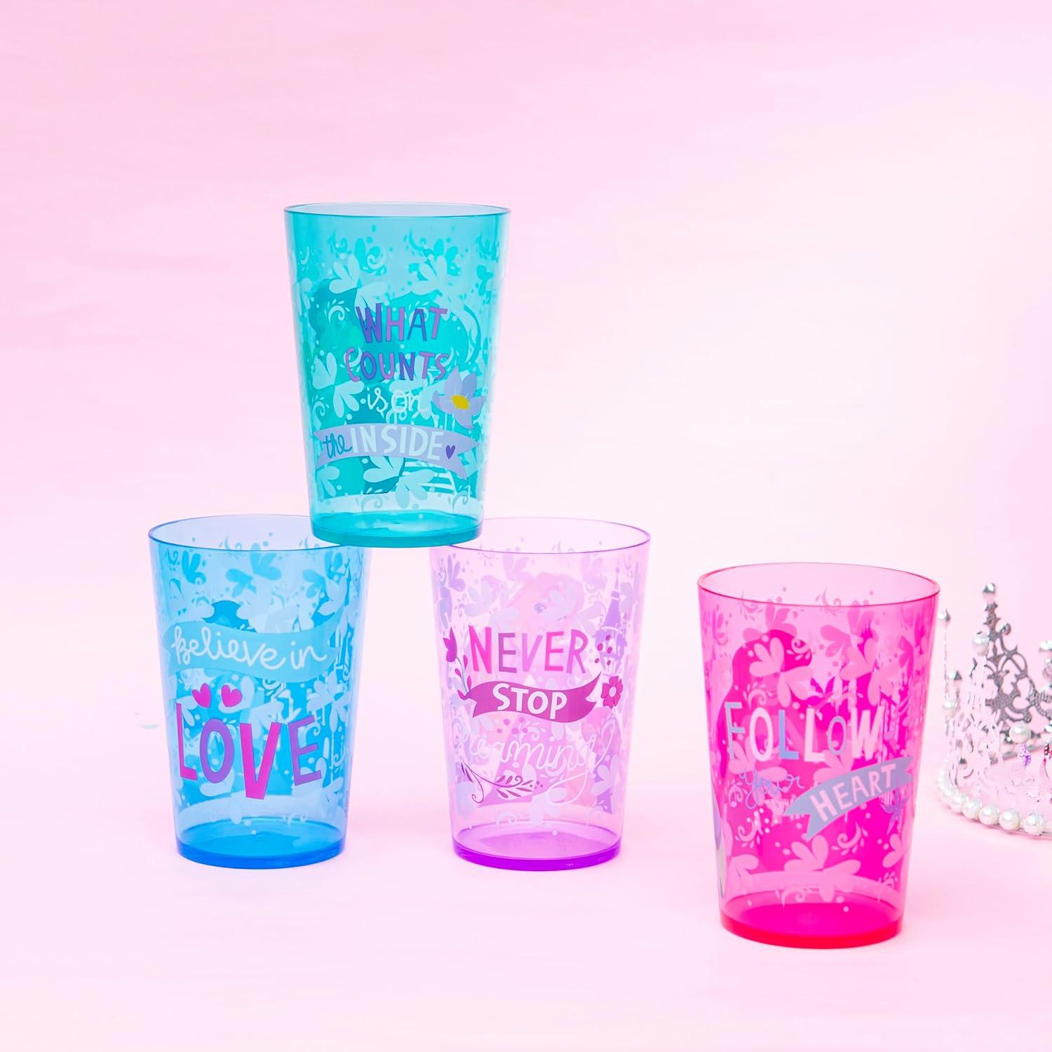 imageZak Designs Bluey Nesting Tumbler Set Includes Durable Plastic Cups with Variety Artwork Fun Drinkware is Perfect for Kids 145 oz 4Pack NonBPABelle Jasmine Ariel