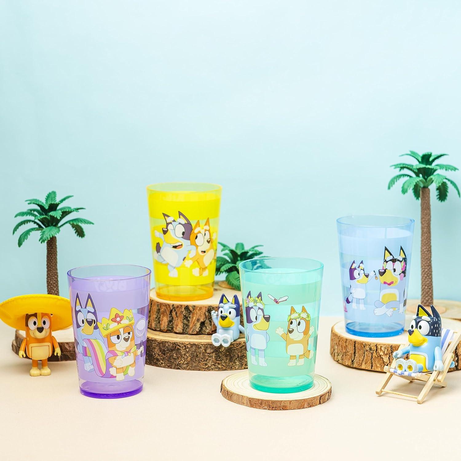 imageZak Designs Bluey Nesting Tumbler Set Includes Durable Plastic Cups with Variety Artwork Fun Drinkware is Perfect for Kids 145 oz 4Pack NonBPABluey