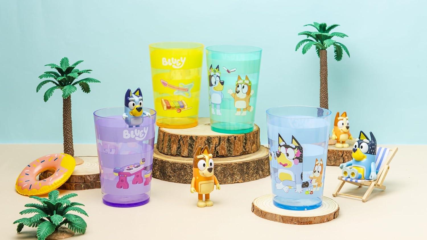 imageZak Designs Bluey Nesting Tumbler Set Includes Durable Plastic Cups with Variety Artwork Fun Drinkware is Perfect for Kids 145 oz 4Pack NonBPABluey
