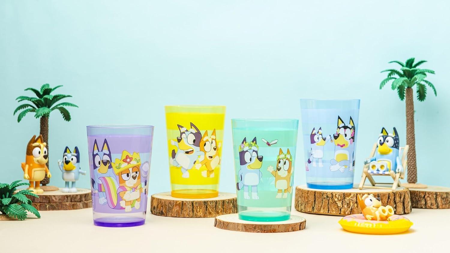 imageZak Designs Bluey Nesting Tumbler Set Includes Durable Plastic Cups with Variety Artwork Fun Drinkware is Perfect for Kids 145 oz 4Pack NonBPABluey