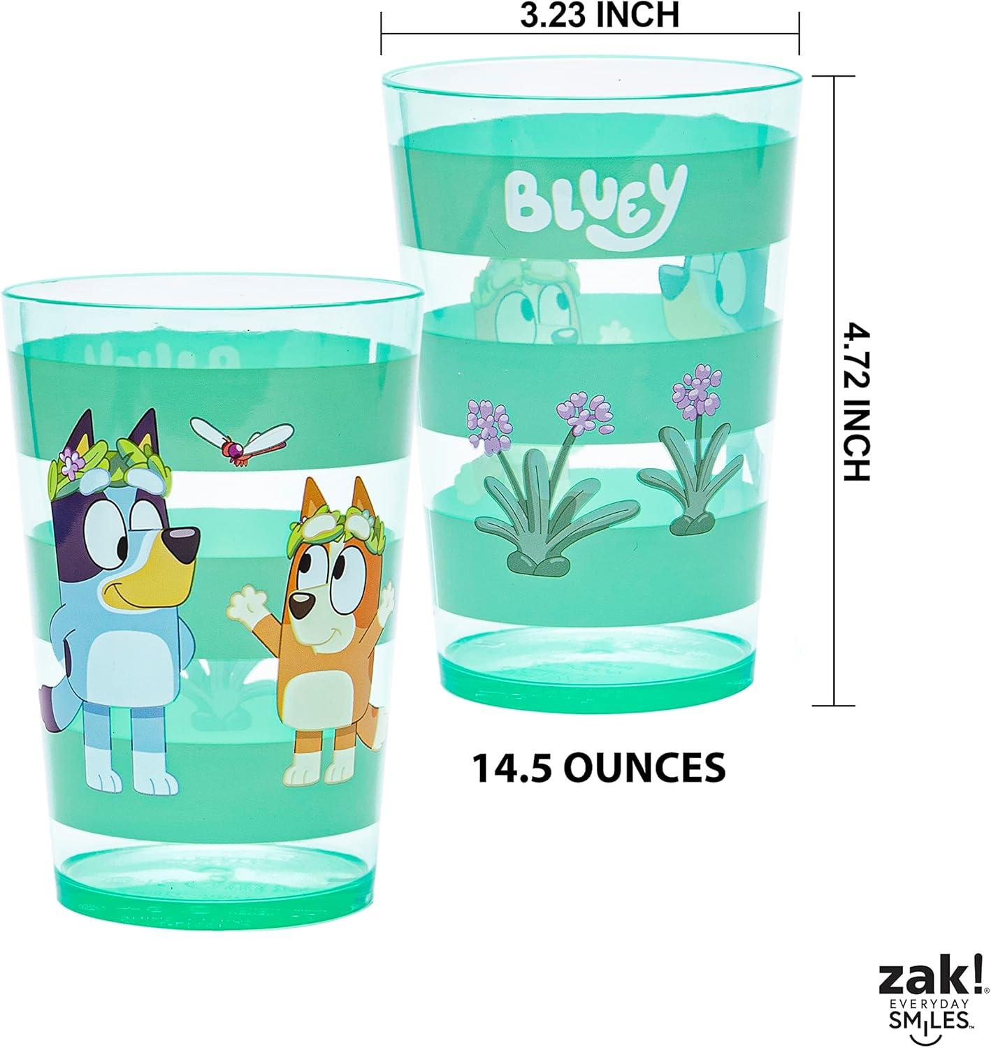 imageZak Designs Bluey Nesting Tumbler Set Includes Durable Plastic Cups with Variety Artwork Fun Drinkware is Perfect for Kids 145 oz 4Pack NonBPABluey
