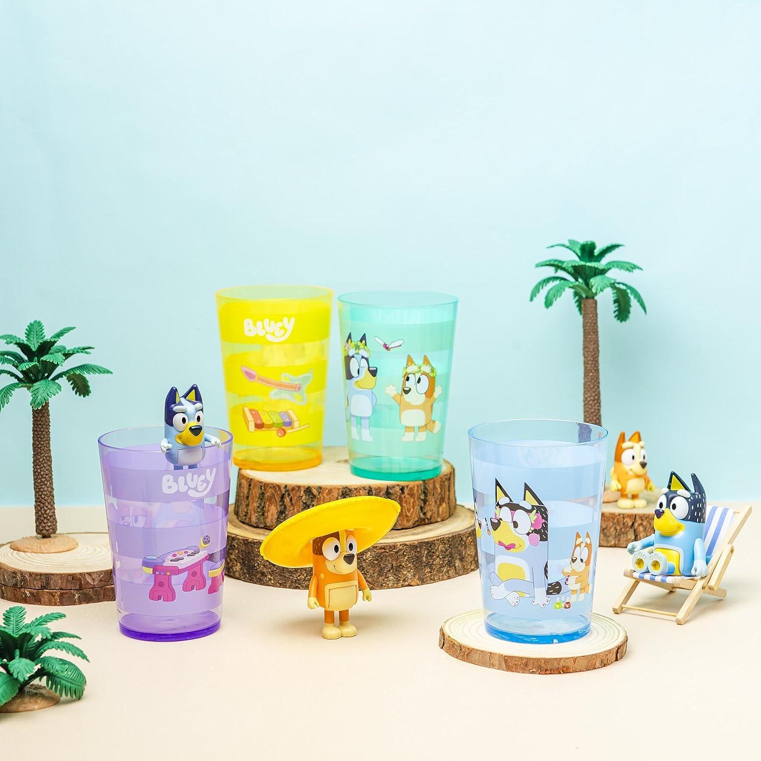 imageZak Designs Bluey Nesting Tumbler Set Includes Durable Plastic Cups with Variety Artwork Fun Drinkware is Perfect for Kids 145 oz 4Pack NonBPABluey