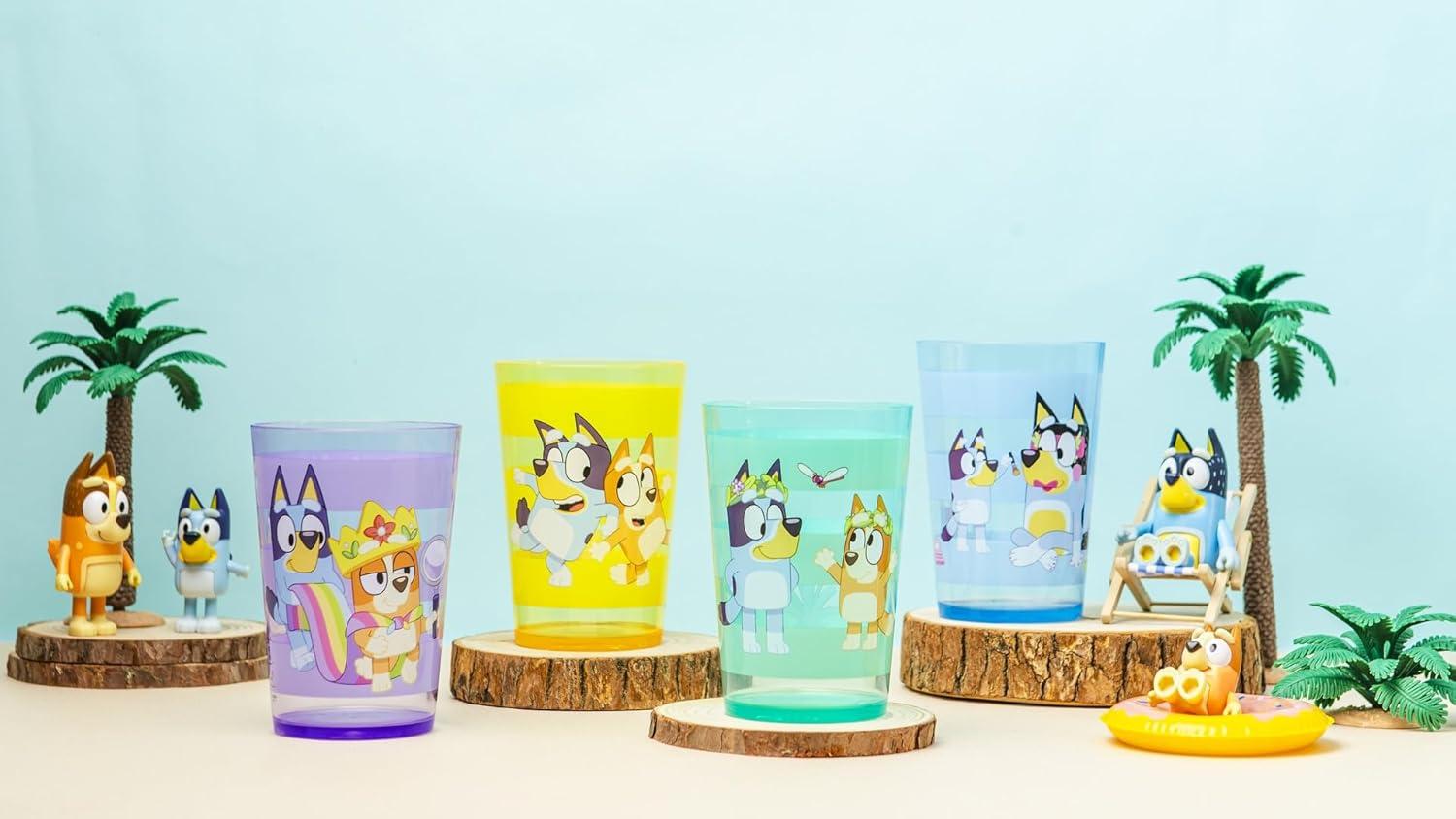 imageZak Designs Bluey Nesting Tumbler Set Includes Durable Plastic Cups with Variety Artwork Fun Drinkware is Perfect for Kids 145 oz 4Pack NonBPABluey
