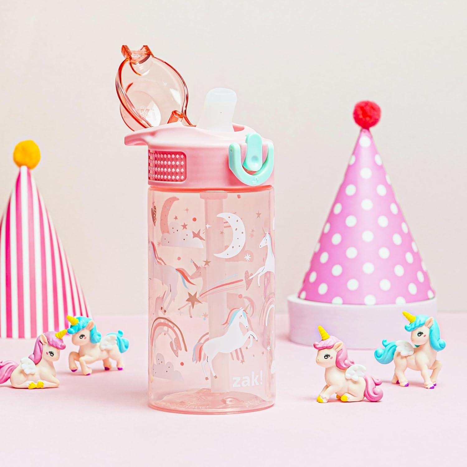 imageZak Designs Bluey Sage Kids Water Bottle For School or Travel 16oz Durable Plastic Water Bottle With Straw Handle and LeakProof PopUp Spout Cover Bluey amp BingoFanciful Unicorn